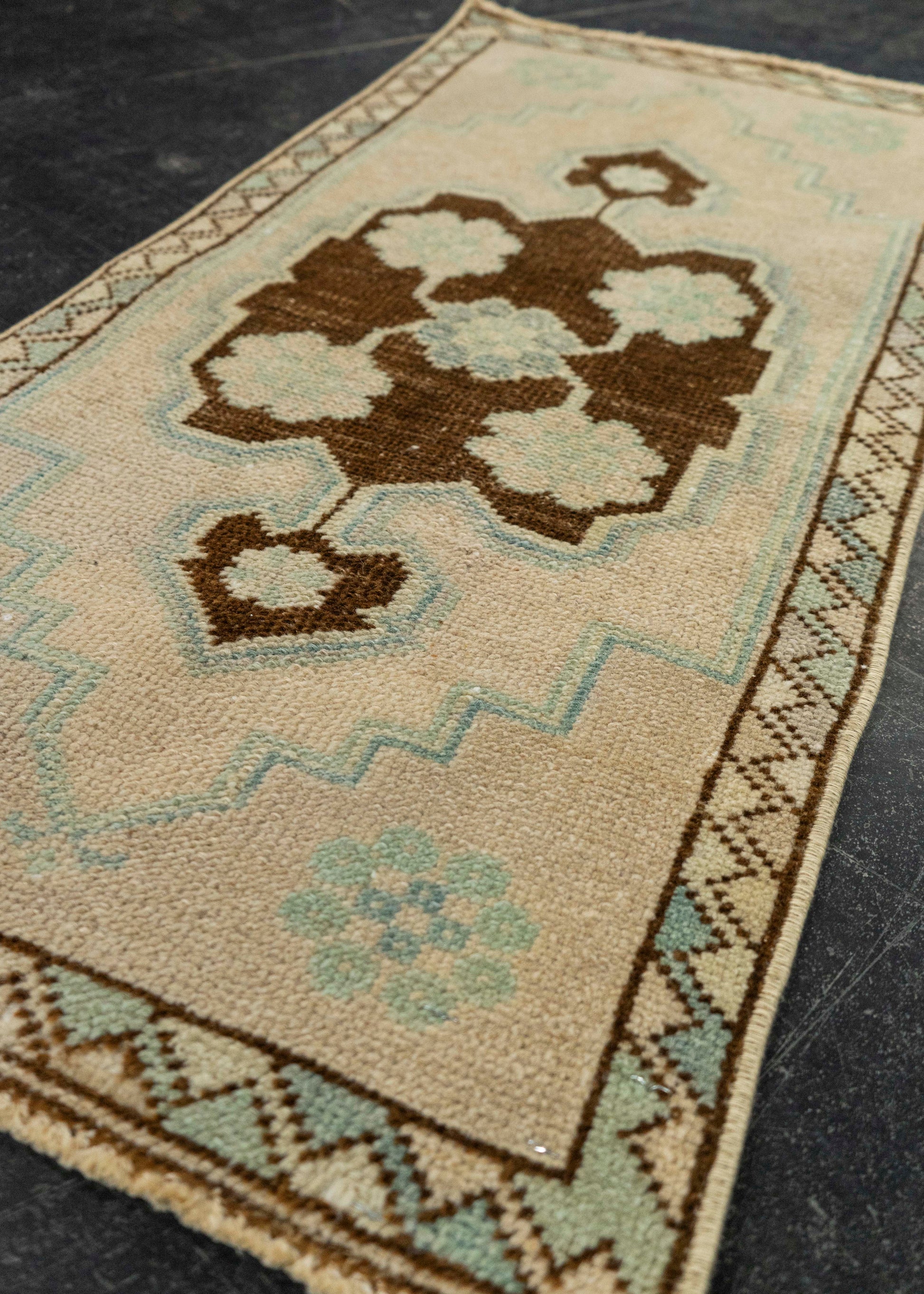 Turkish Mini Rug Oriental Hand Knotted Vintage Rug 1'6" x 3' #21291