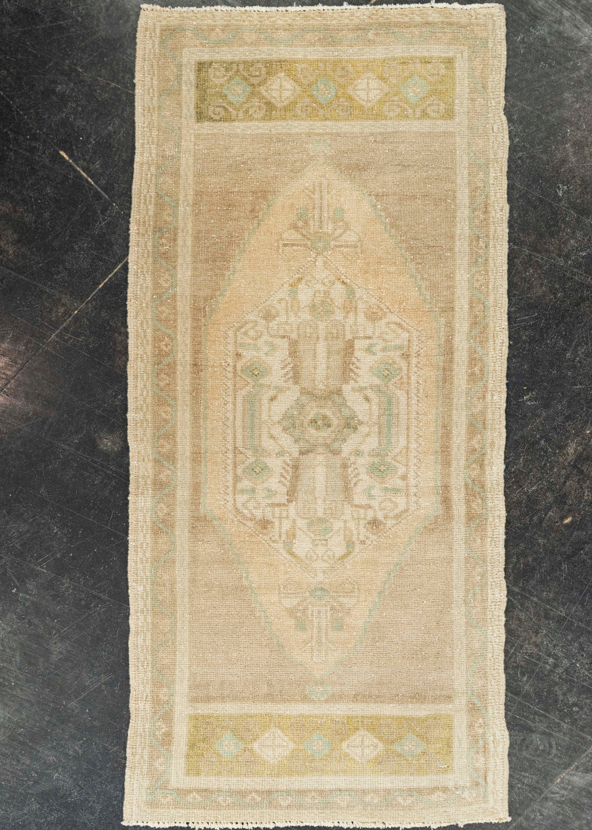 Turkish Mini Rug Oriental Hand Knotted Vintage Rug 1'8" x 3'7" #21036