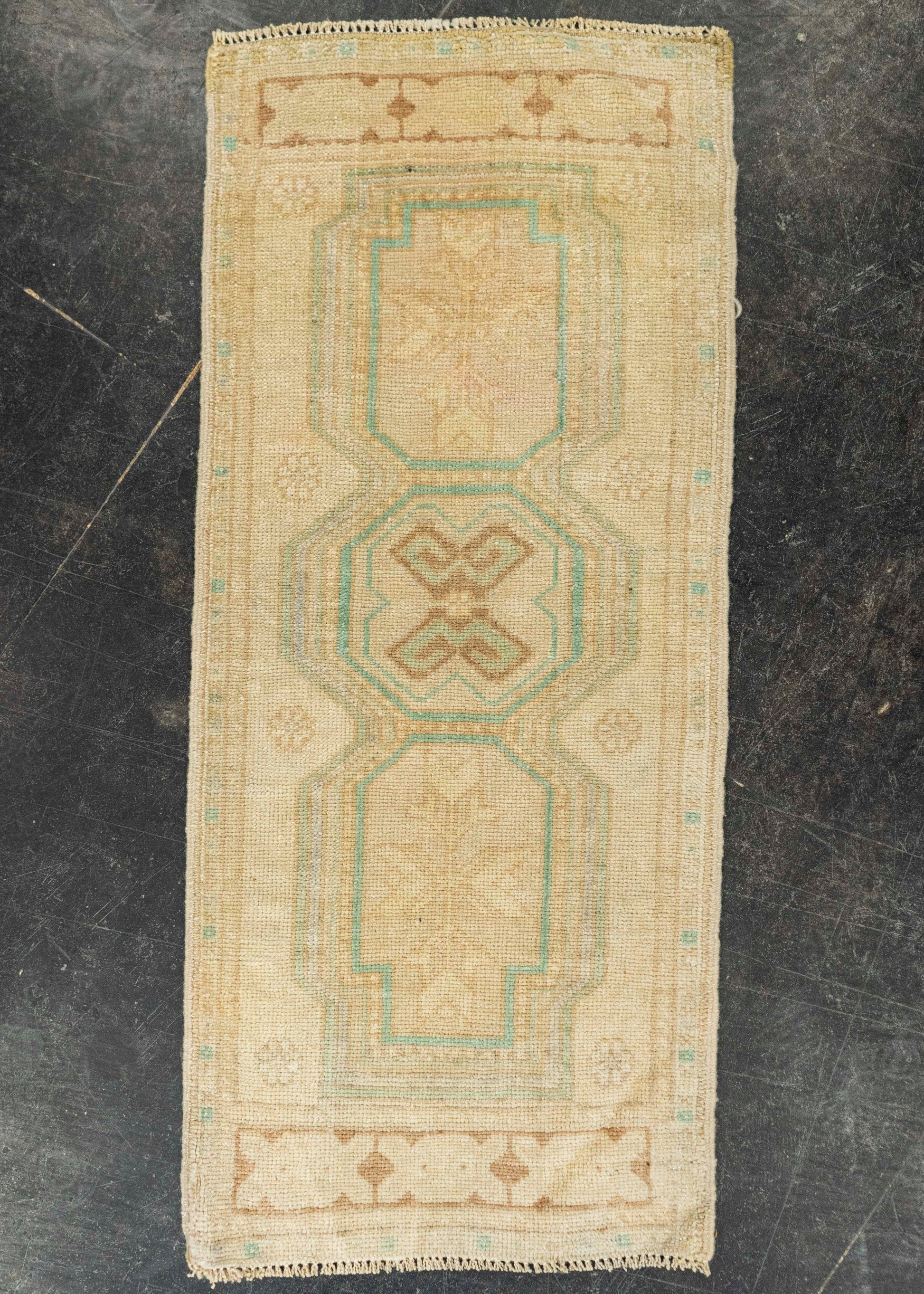 Turkish Mini Rug Oriental Hand Knotted Vintage Rug 1'6" x 3'6" #21207
