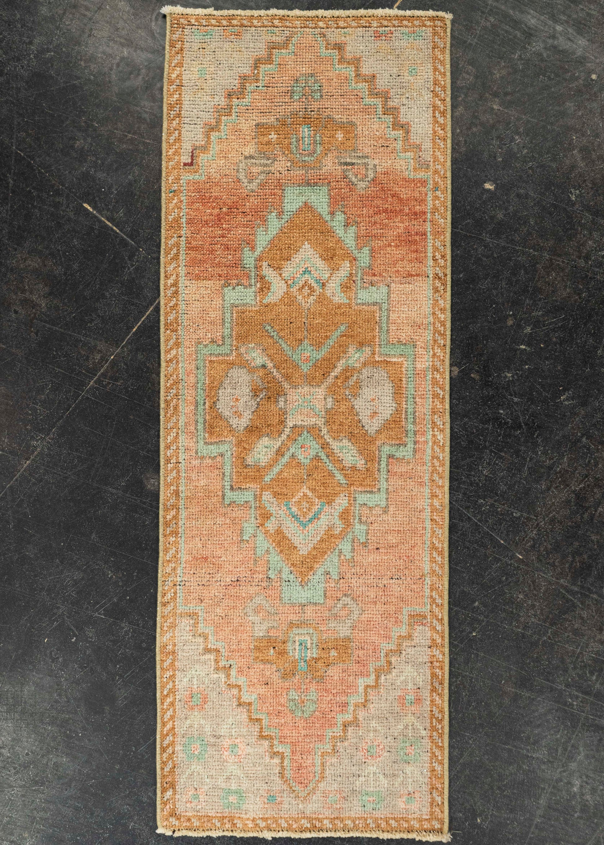 Turkish Mini Rug Oriental Hand Knotted Vintage Rug 1'3" x 3'7" #21295