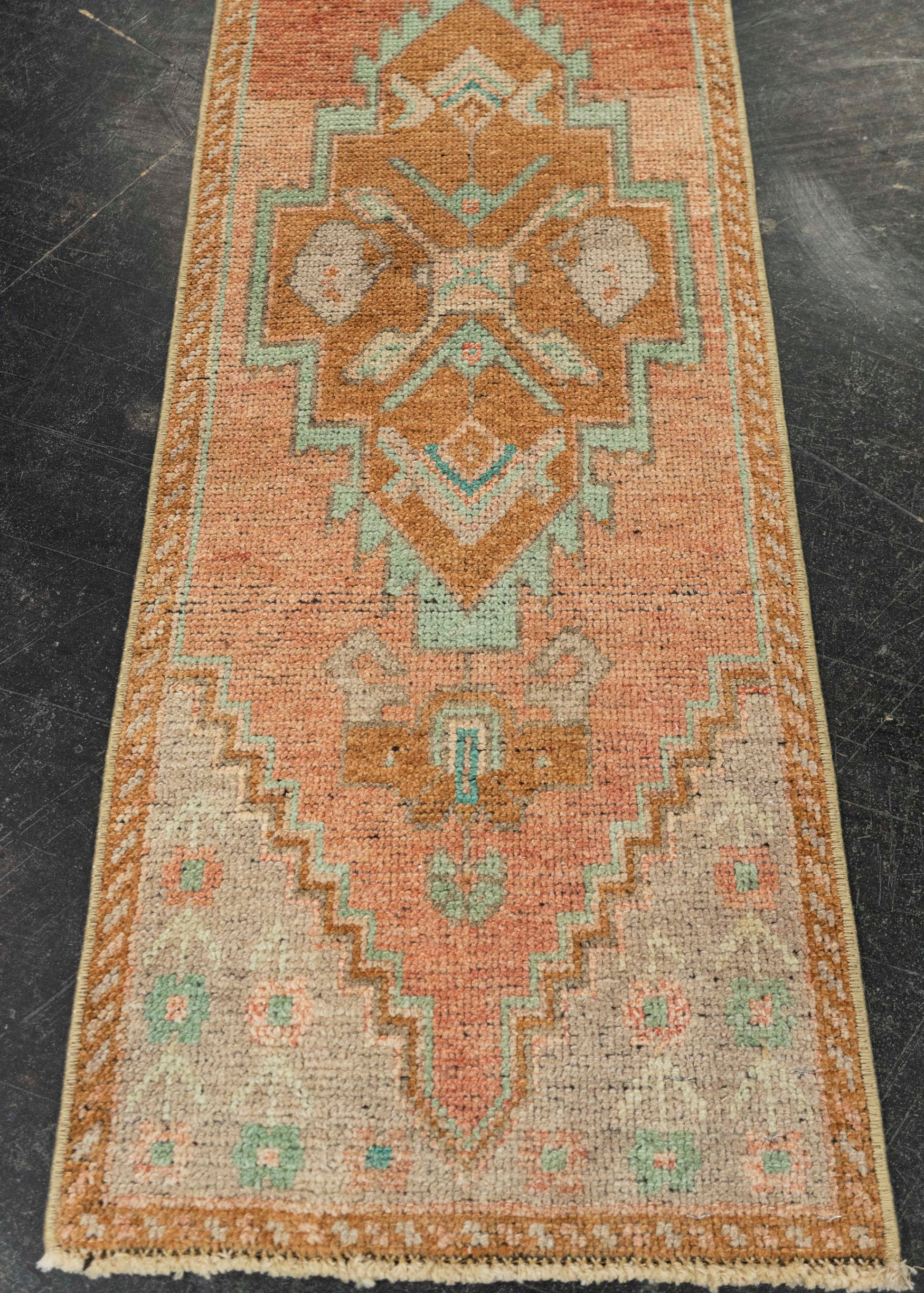 Turkish Mini Rug Oriental Hand Knotted Vintage Rug 1'3" x 3'7" #21295
