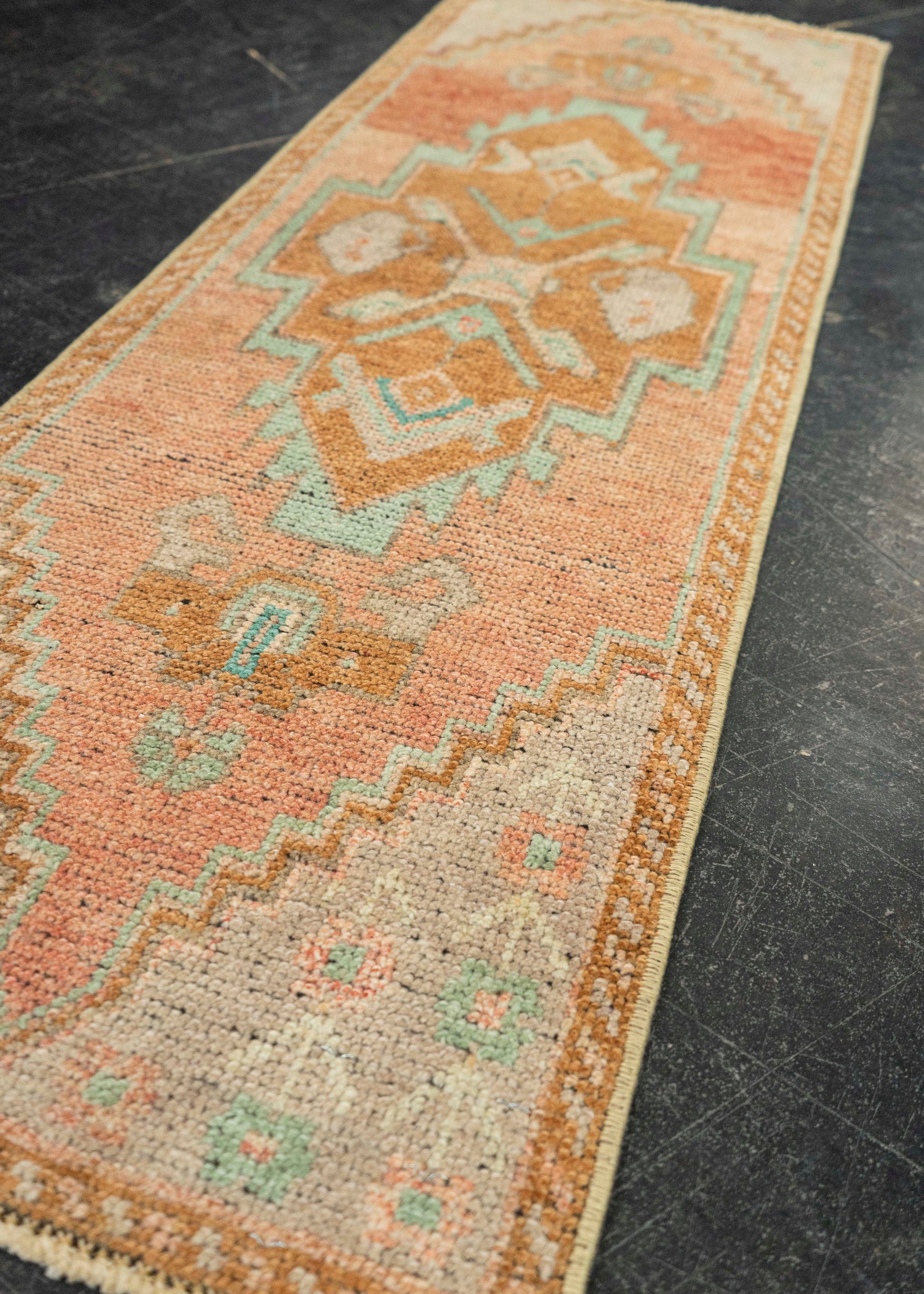 Turkish Mini Rug Oriental Hand Knotted Vintage Rug 1'3" x 3'7" #21295