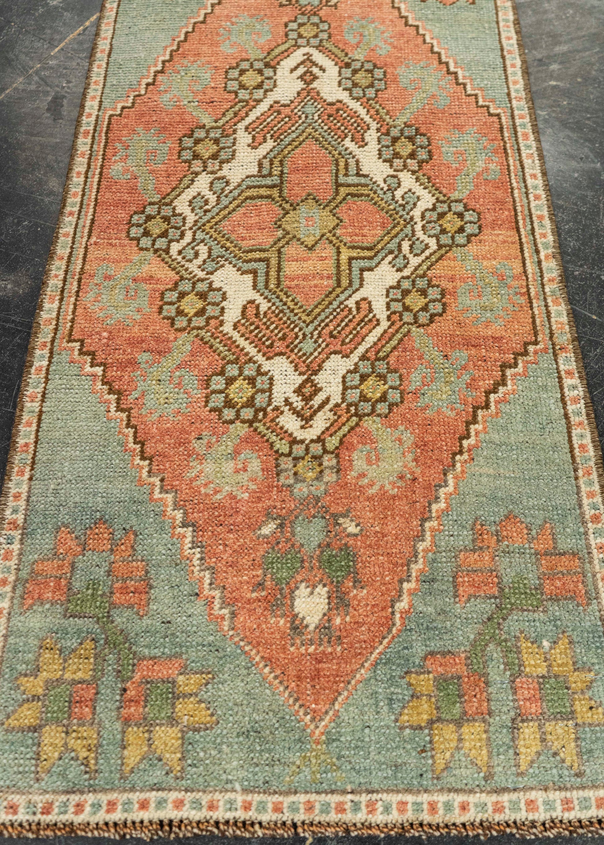 Turkish Mini Rug Oriental Hand Knotted Vintage Rug 1'5" x 2'11" #21294