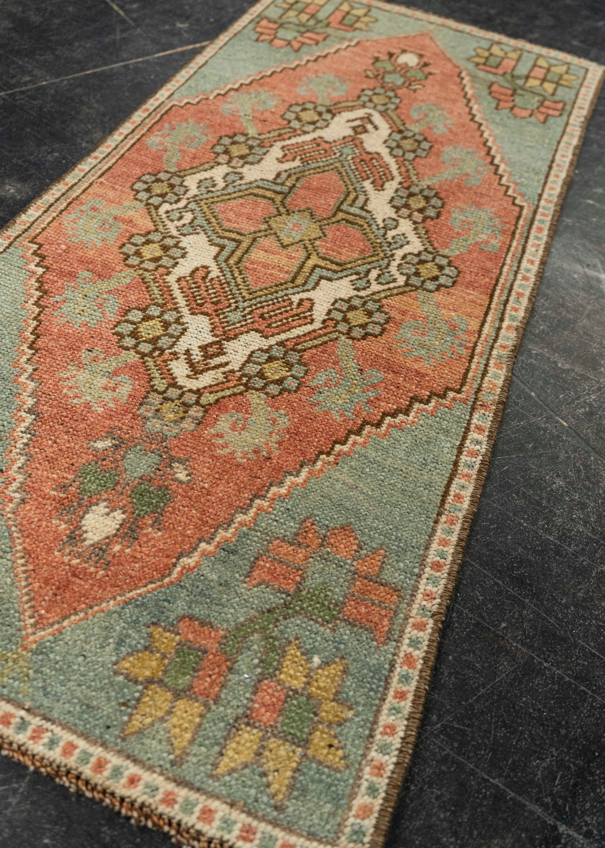 Turkish Mini Rug Oriental Hand Knotted Vintage Rug 1'5" x 2'11" #21294