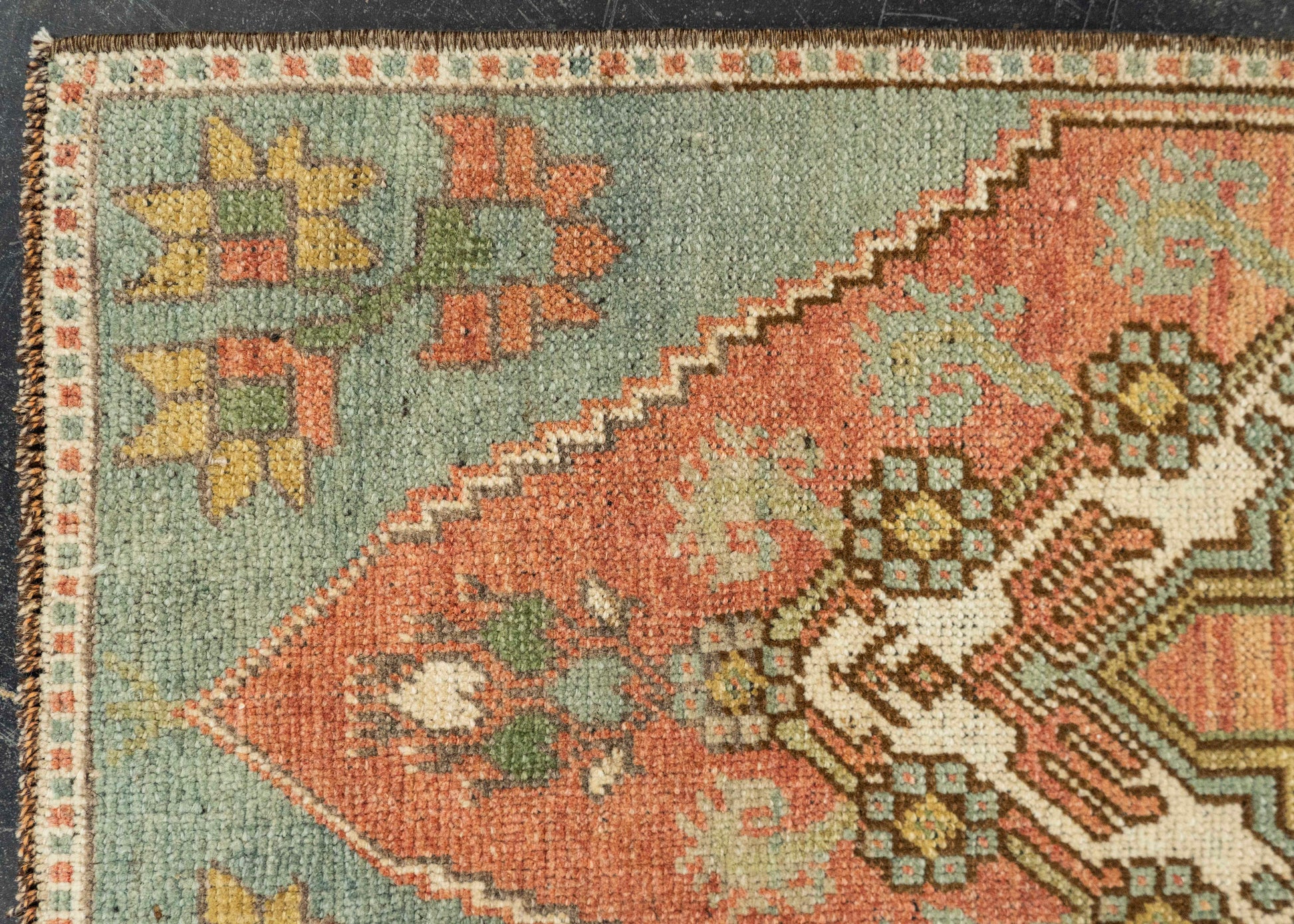 Turkish Mini Rug Oriental Hand Knotted Vintage Rug 1'5" x 2'11" #21294