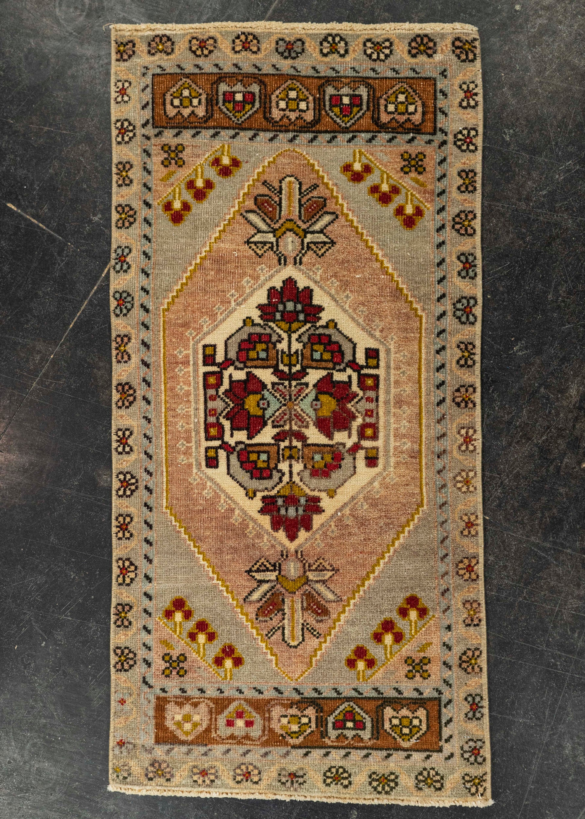 Turkish Mini Rug Oriental Hand Knotted Vintage Rug 1'7" x 3'4" #21213
