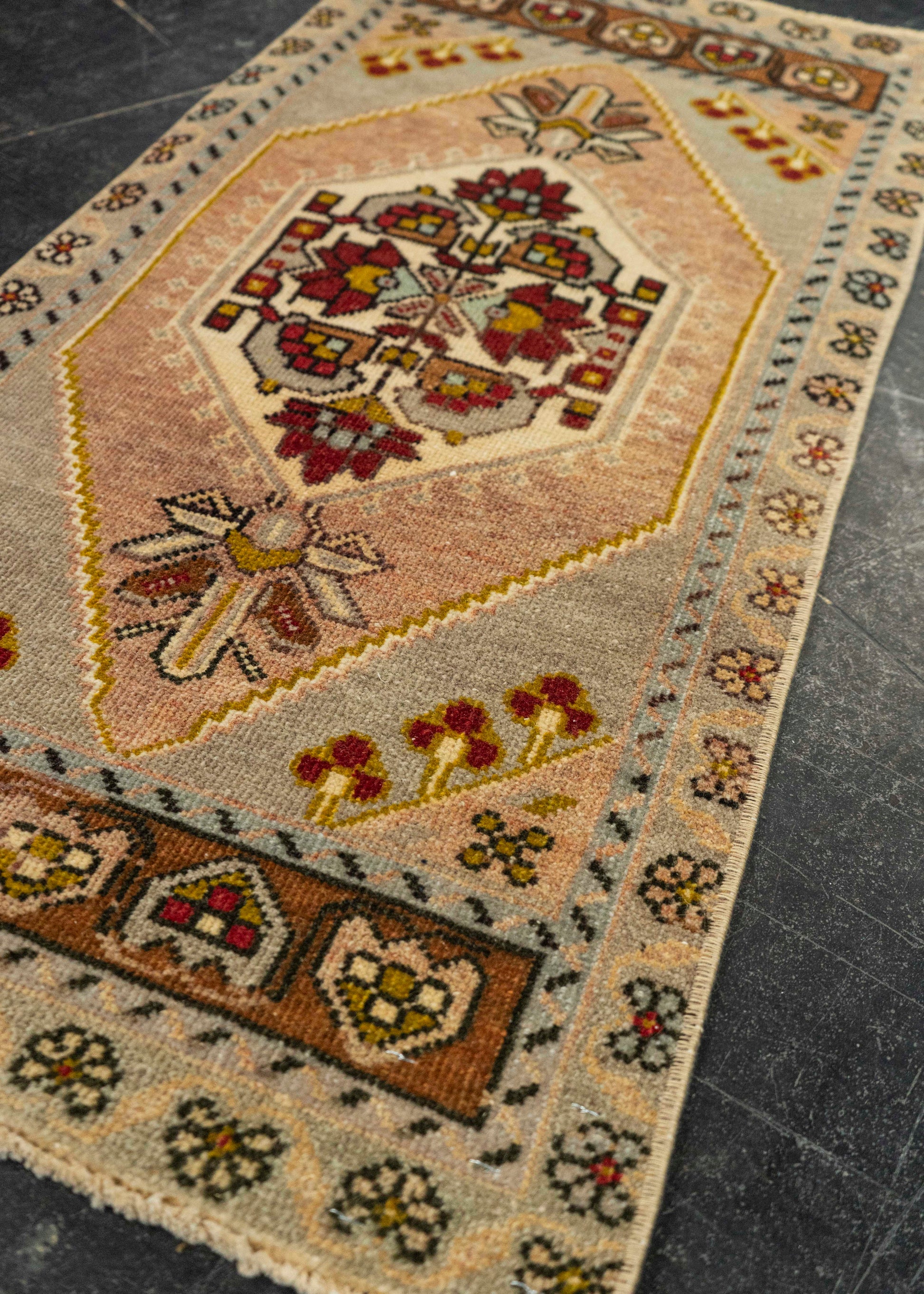 Turkish Mini Rug Oriental Hand Knotted Vintage Rug 1'7" x 3'4" #21213