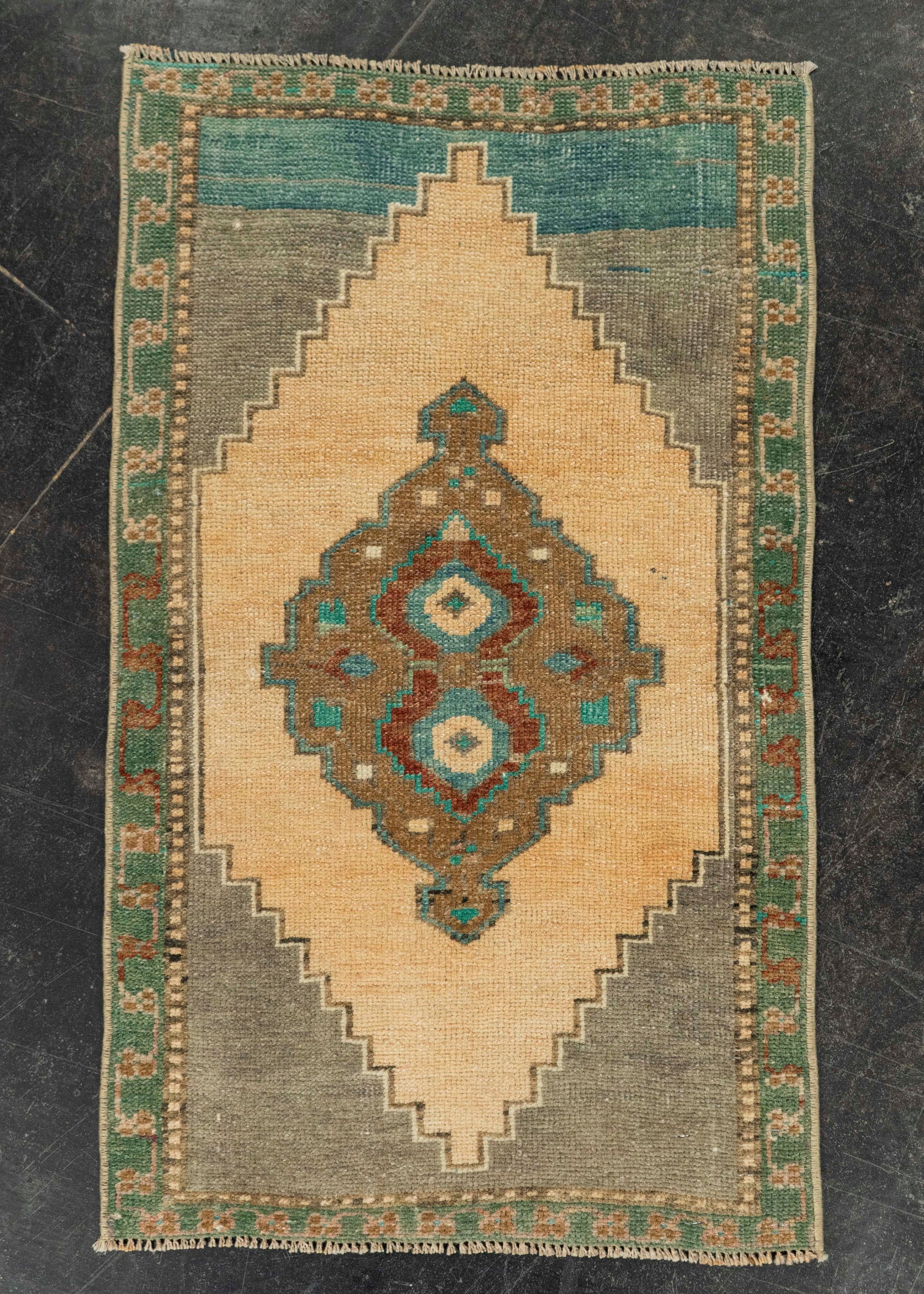 Turkish Mini Rug Oriental Hand Knotted Vintage Rug 1'7" x 2'7" #21268