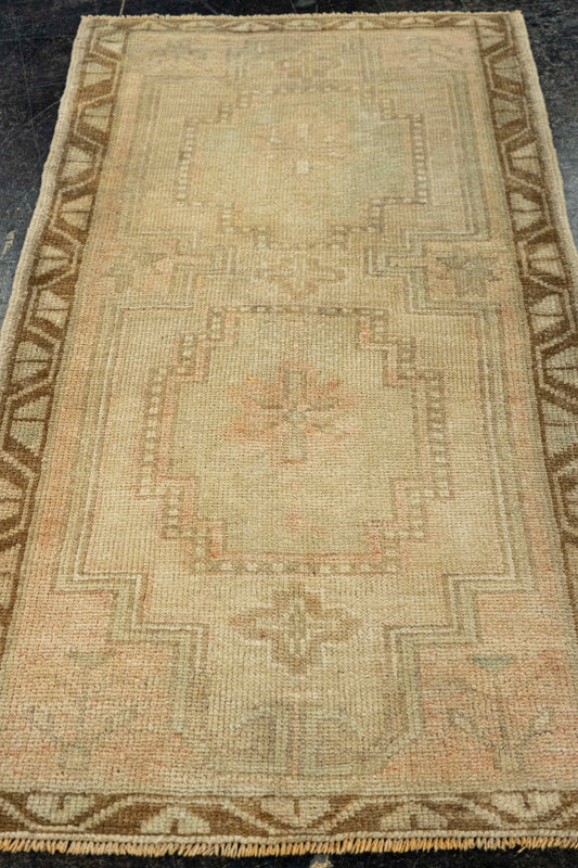 Turkish Mini Rug Oriental Hand Knotted Vintage Rug  1'9" x  3'2" #22079