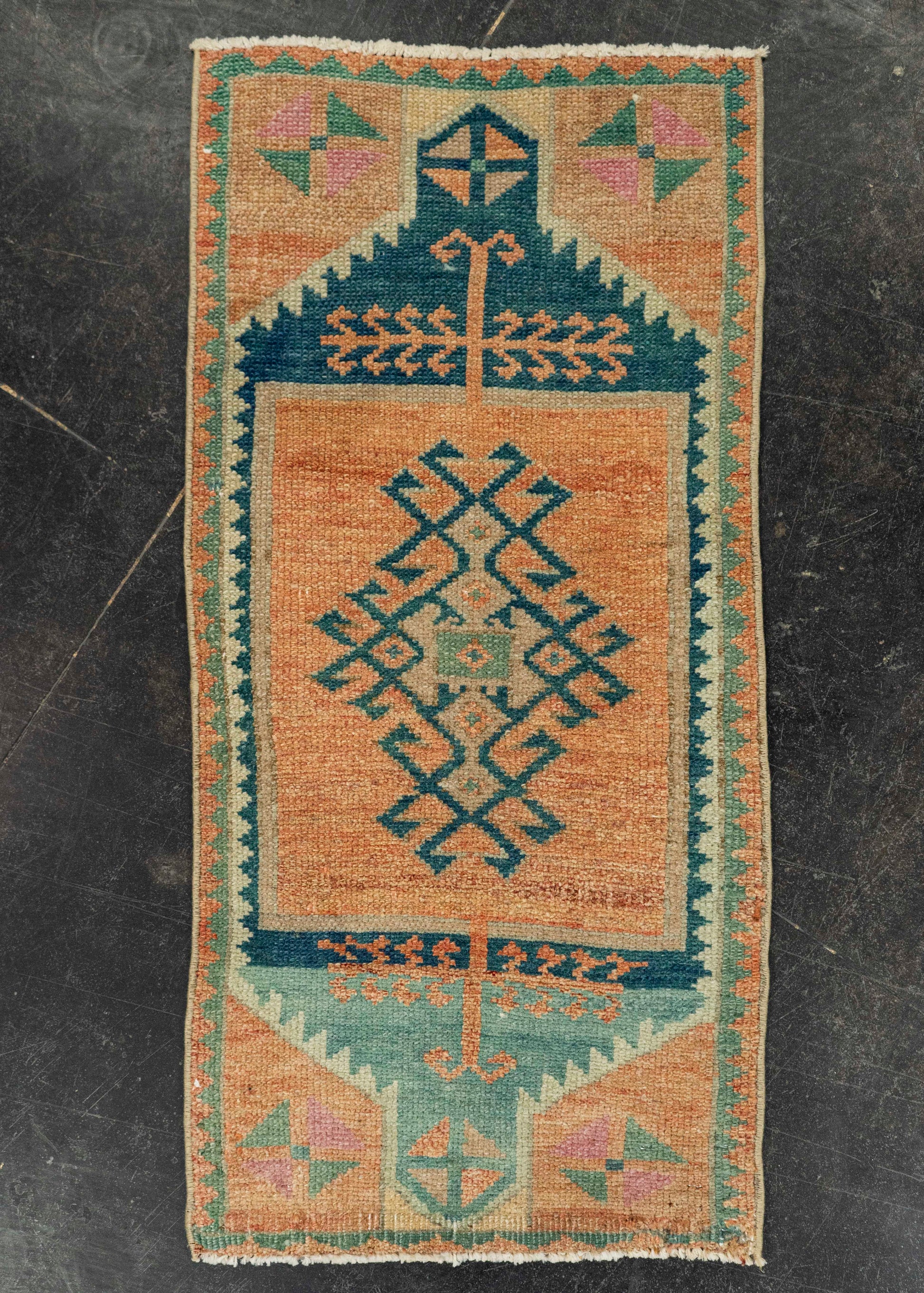 Turkish Mini Rug Oriental Hand Knotted Vintage Rug 1'5" x 2'11" #21245