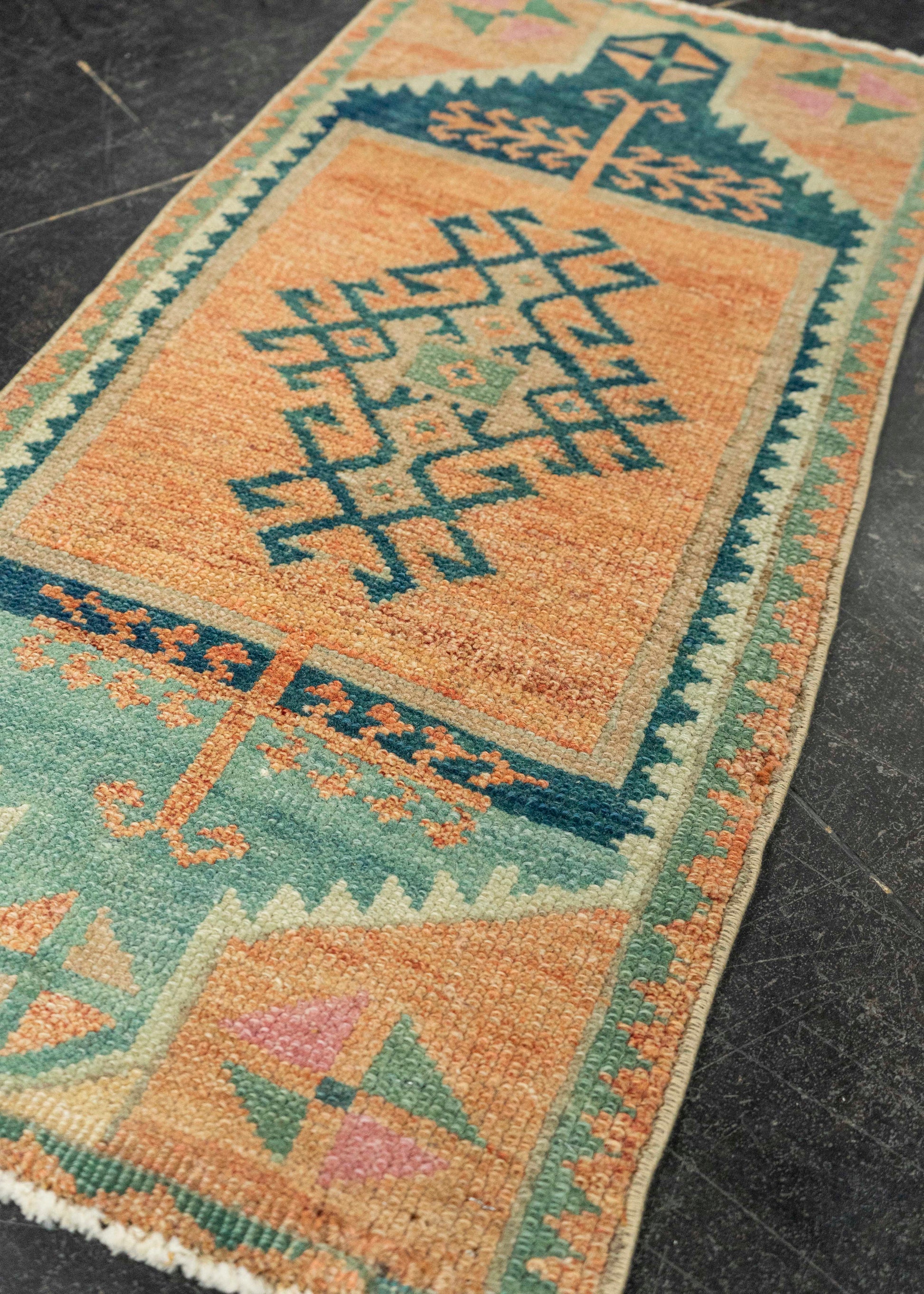 Turkish Mini Rug Oriental Hand Knotted Vintage Rug 1'5" x 2'11" #21245