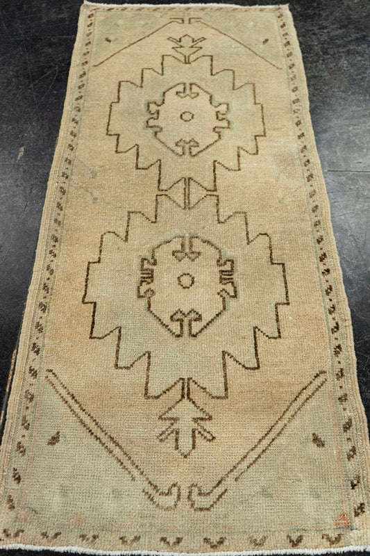 Turkish Mini Rug Oriental Hand Knotted Vintage Rug  1'7" x  3'10" #22029