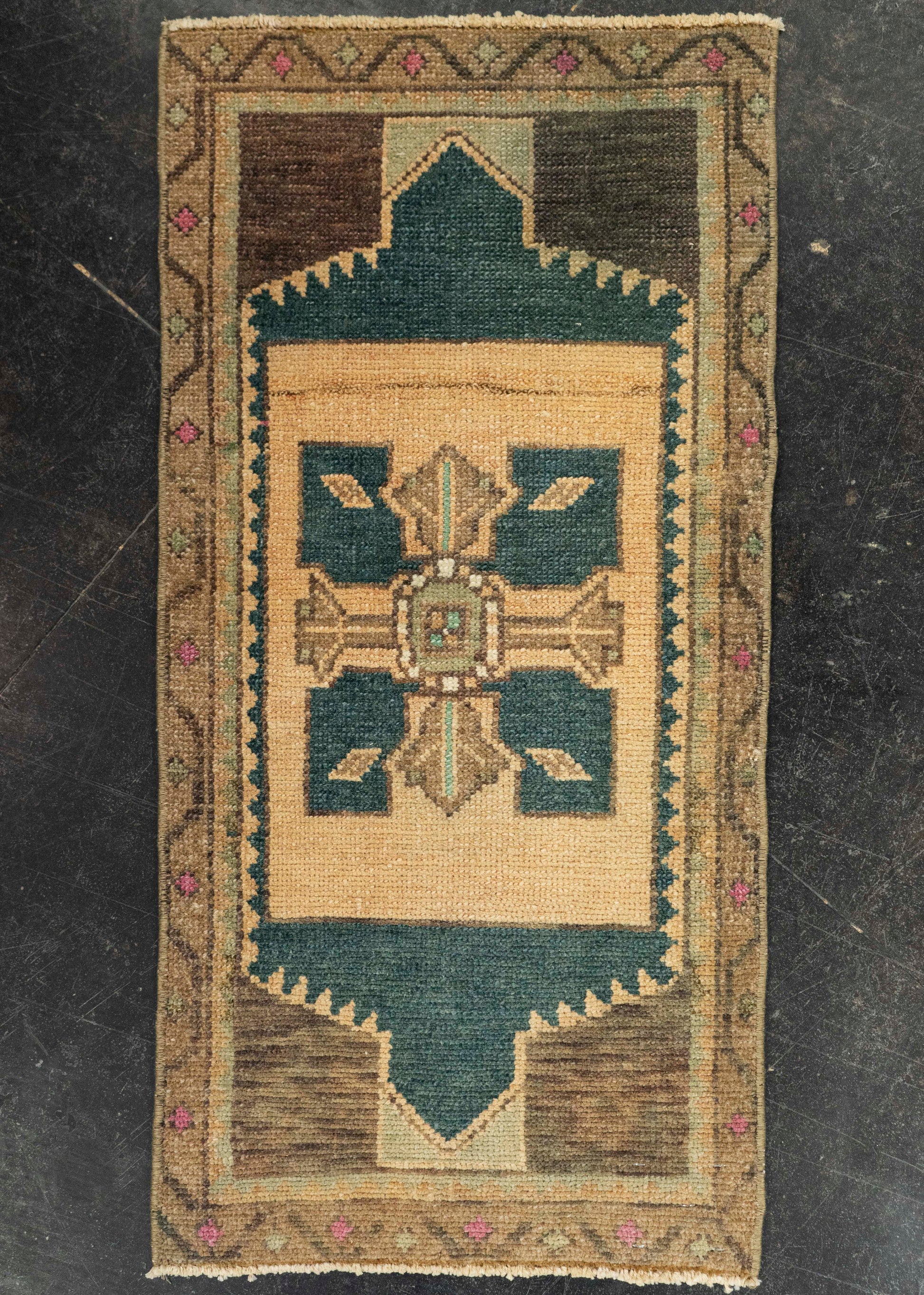Turkish Mini Rug Oriental Hand Knotted Vintage Rug 1'6" x 3' #21247