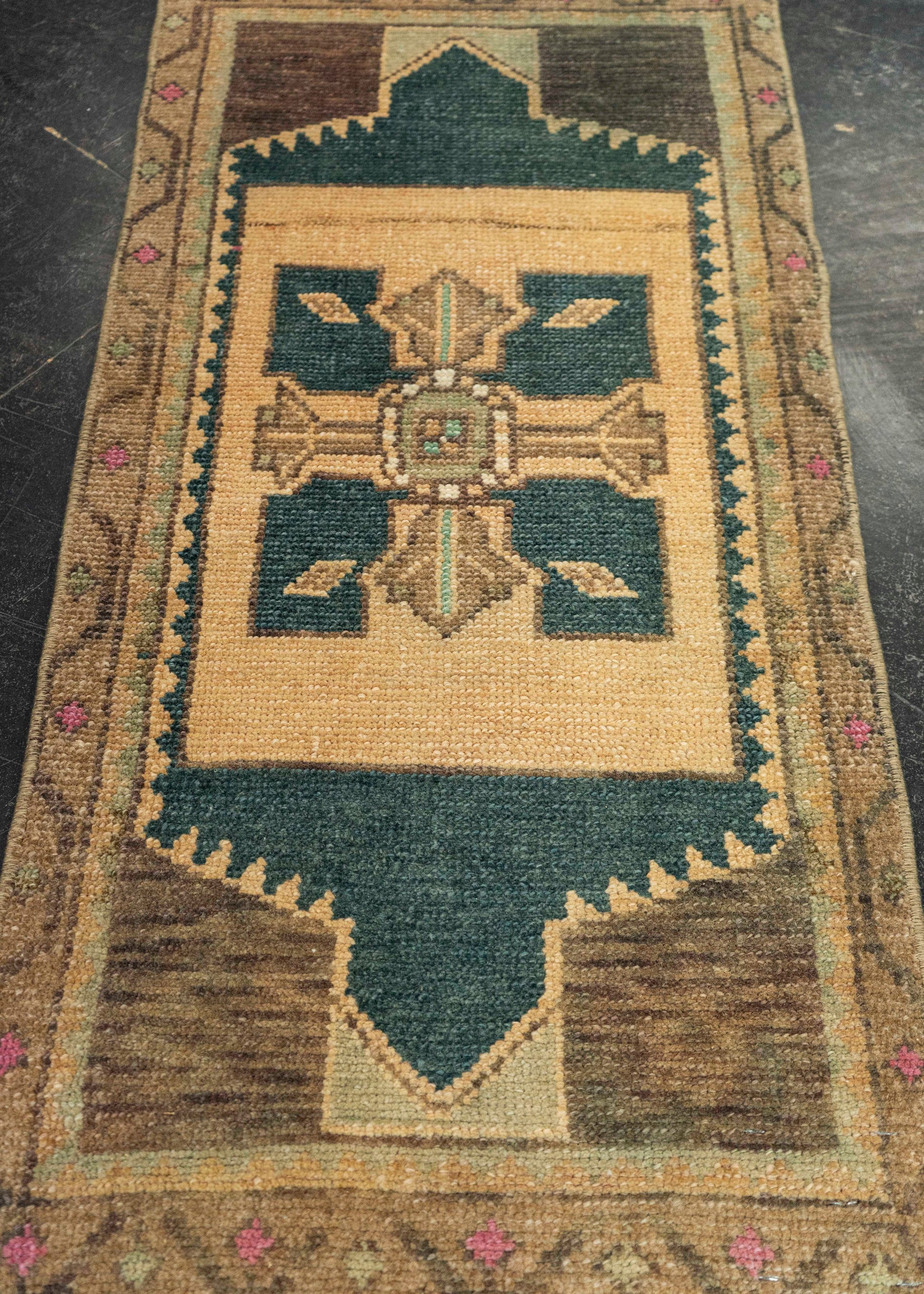 Turkish Mini Rug Oriental Hand Knotted Vintage Rug 1'6" x 3' #21247