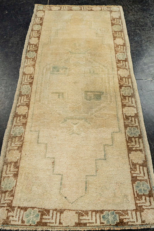 Turkish Mini Rug Oriental Hand Knotted Vintage Rug  1'7" x  3'7" #22106