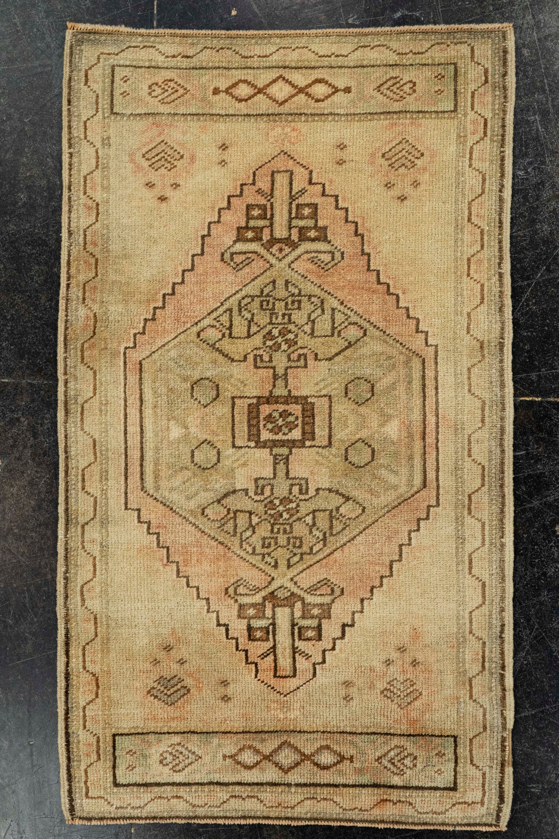Turkish Mini Rug Oriental Hand Knotted Vintage Rug  1'9" x  3' #22008