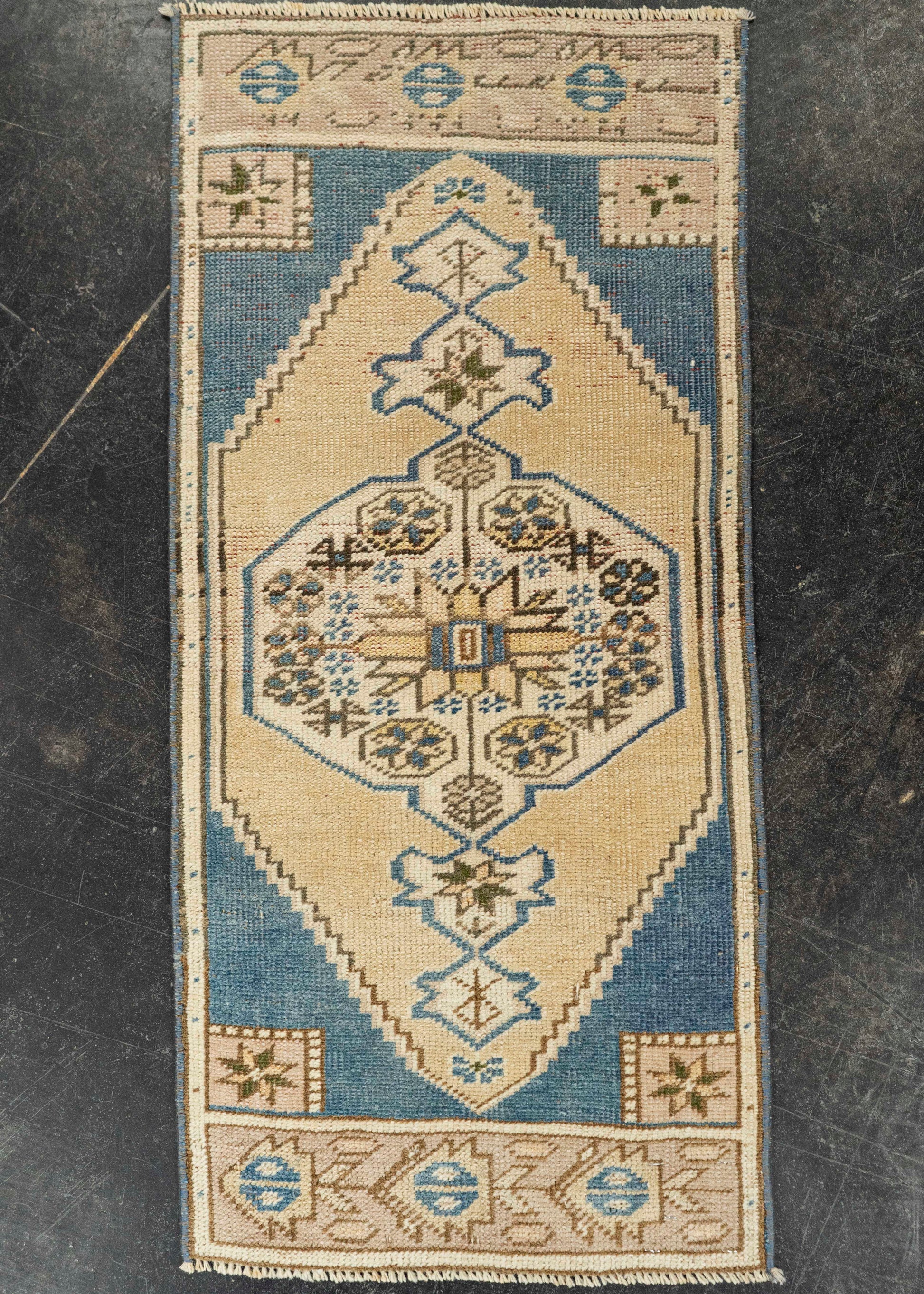 Turkish Mini Rug Oriental Hand Knotted Vintage Rug 1'5" x 3' #21221