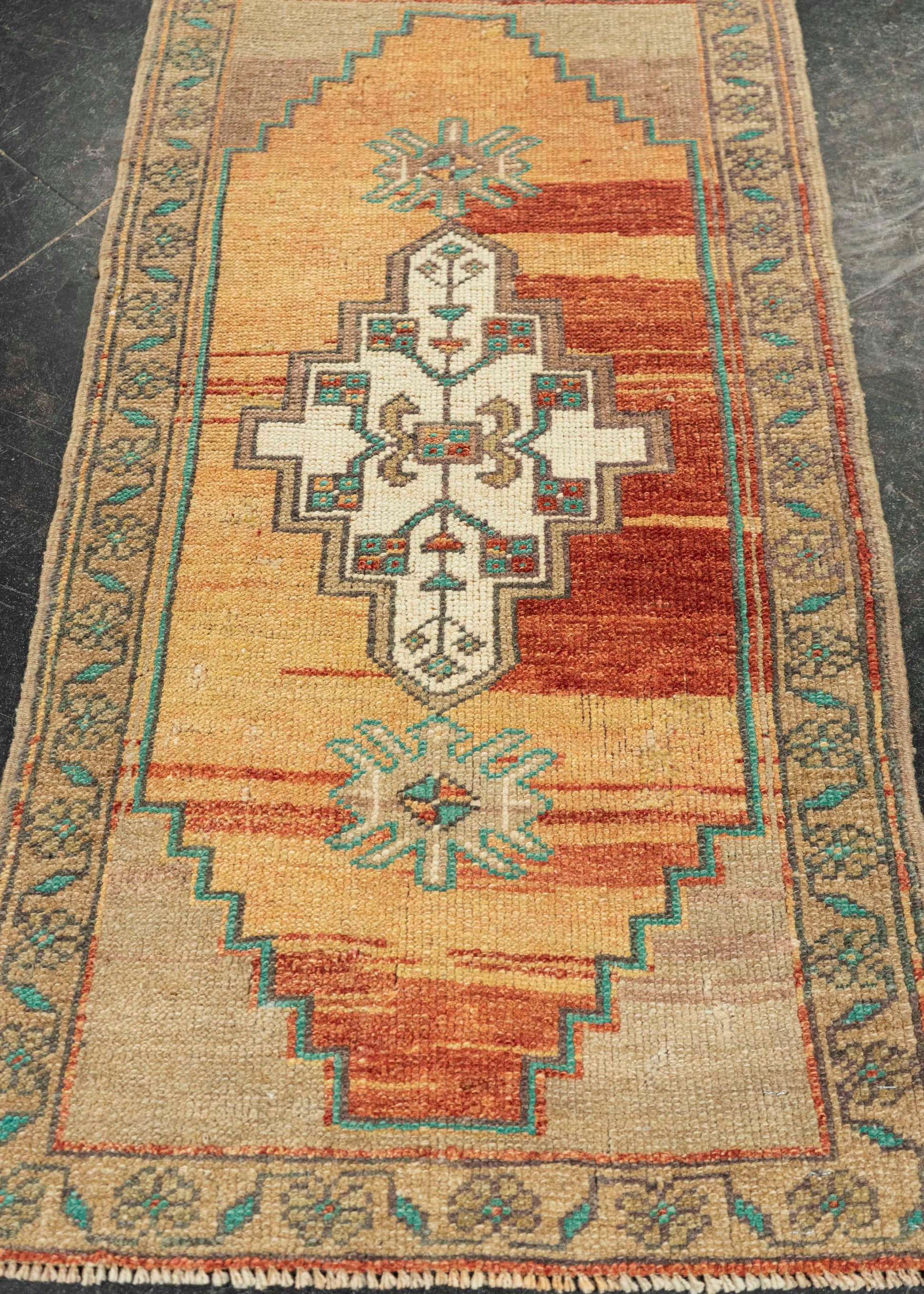 Turkish Mini Rug Oriental Hand Knotted Vintage Rug 1'8" x 3'3" #21222