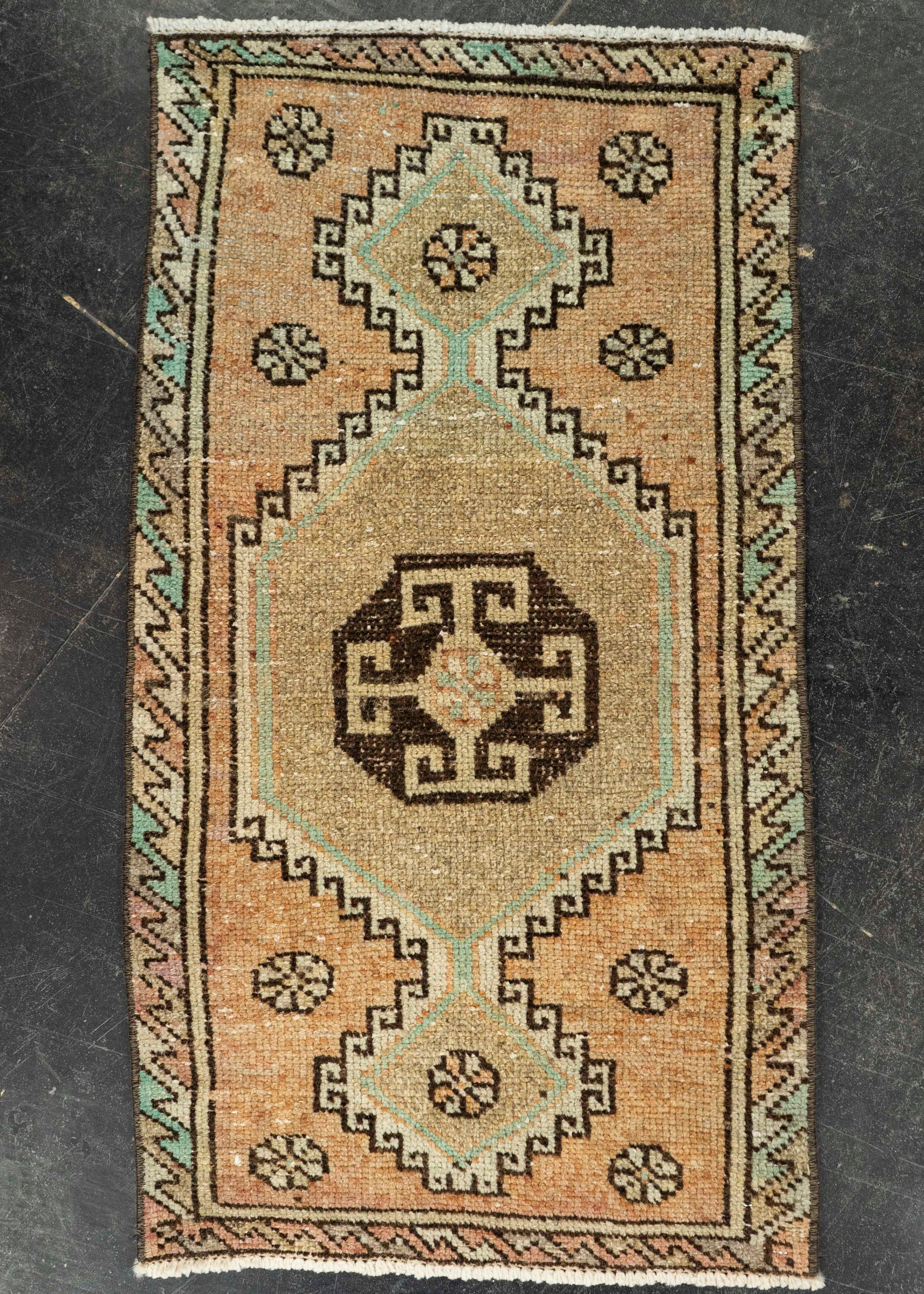 Turkish Mini Rug Oriental Hand Knotted Vintage Rug 1'8" x 3' #21097