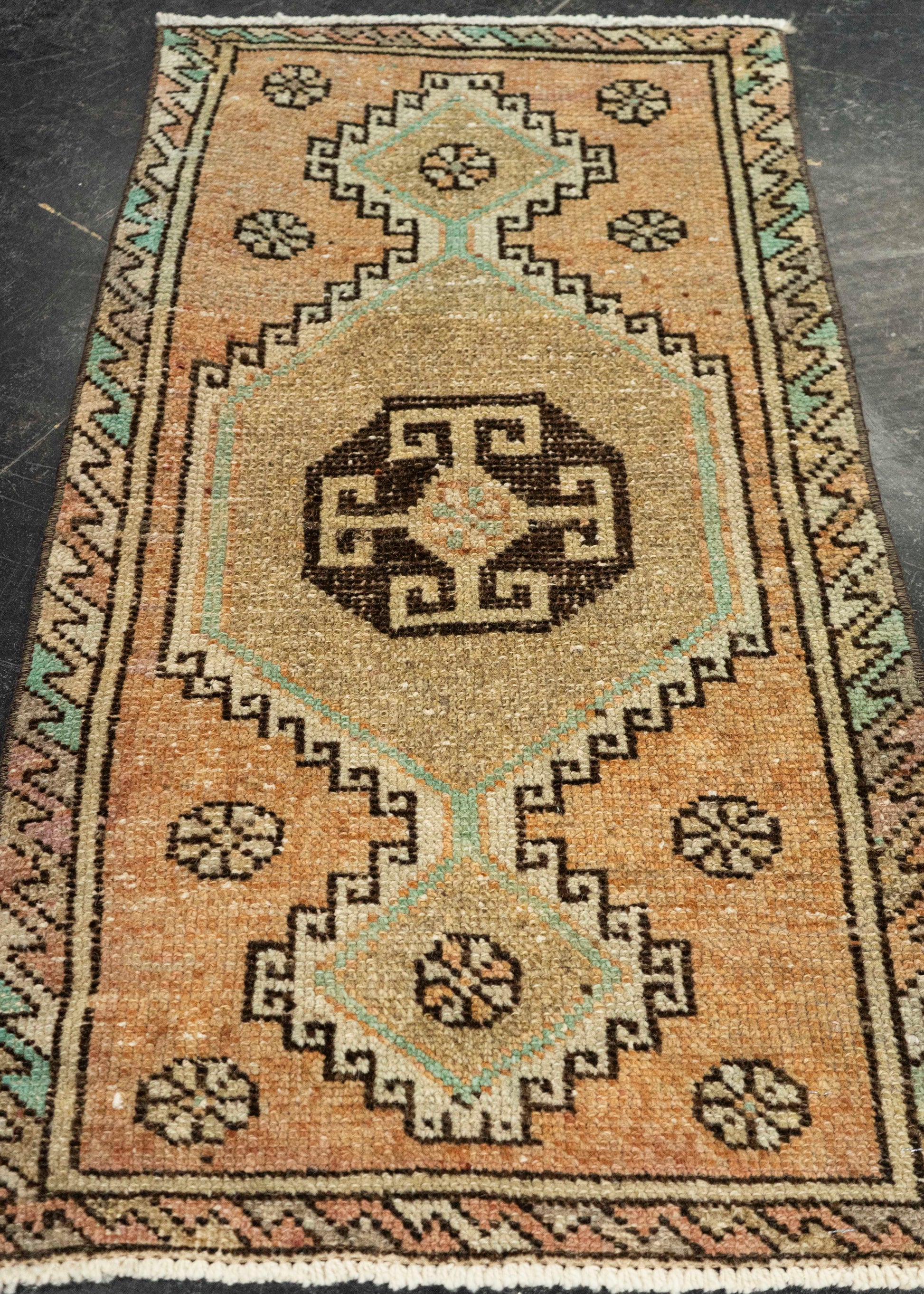 Turkish Mini Rug Oriental Hand Knotted Vintage Rug 1'8" x 3' #21097