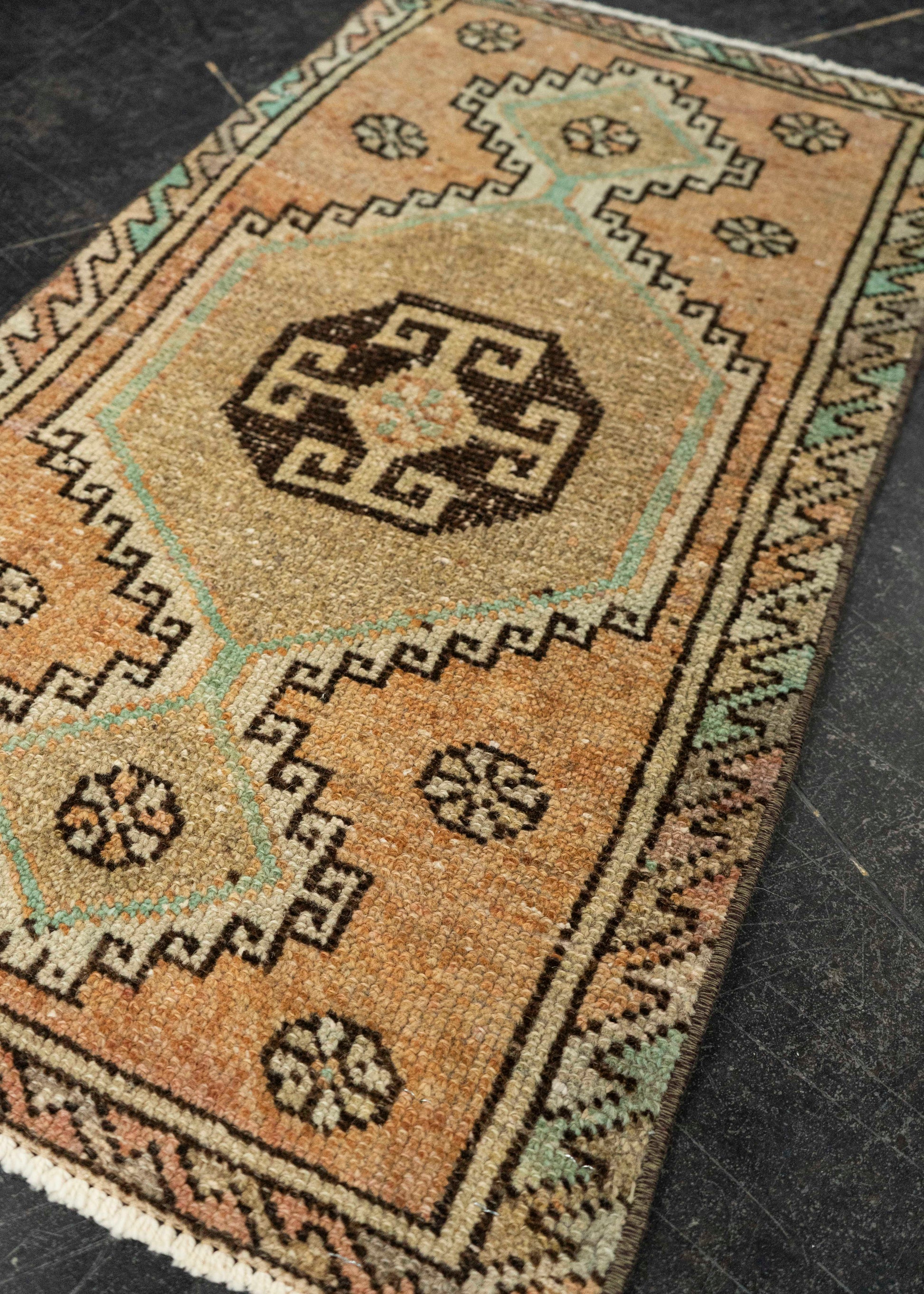 Turkish Mini Rug Oriental Hand Knotted Vintage Rug 1'8" x 3' #21097