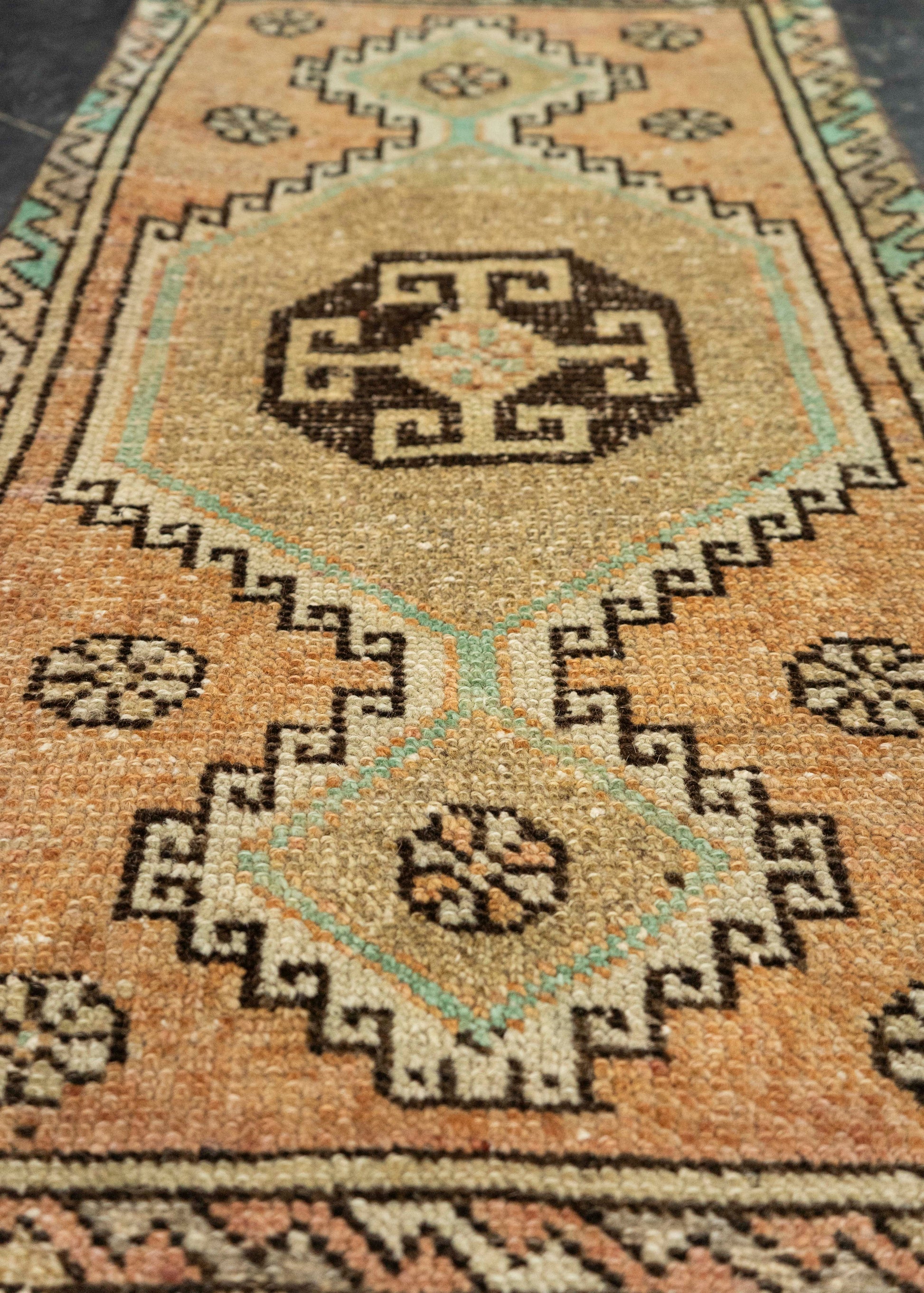 Turkish Mini Rug Oriental Hand Knotted Vintage Rug 1'8" x 3' #21097