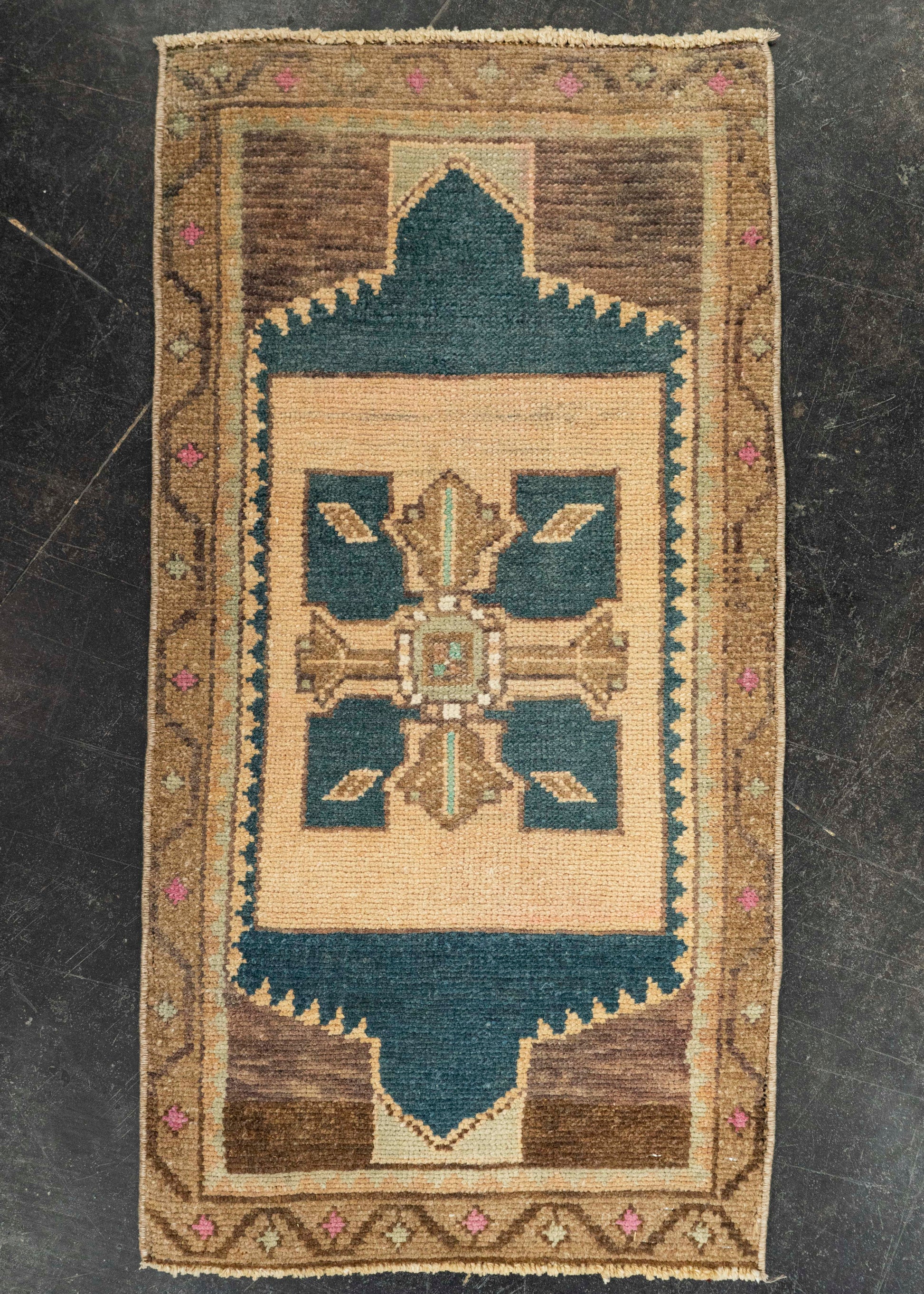 Turkish Mini Rug Oriental Hand Knotted Vintage Rug 1'7" x 3' #21243