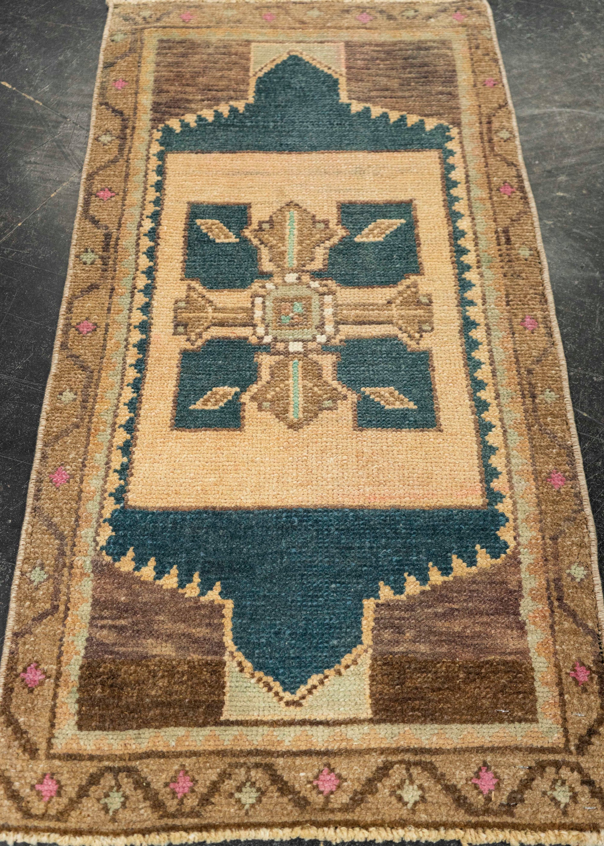 Turkish Mini Rug Oriental Hand Knotted Vintage Rug 1'7" x 3' #21243