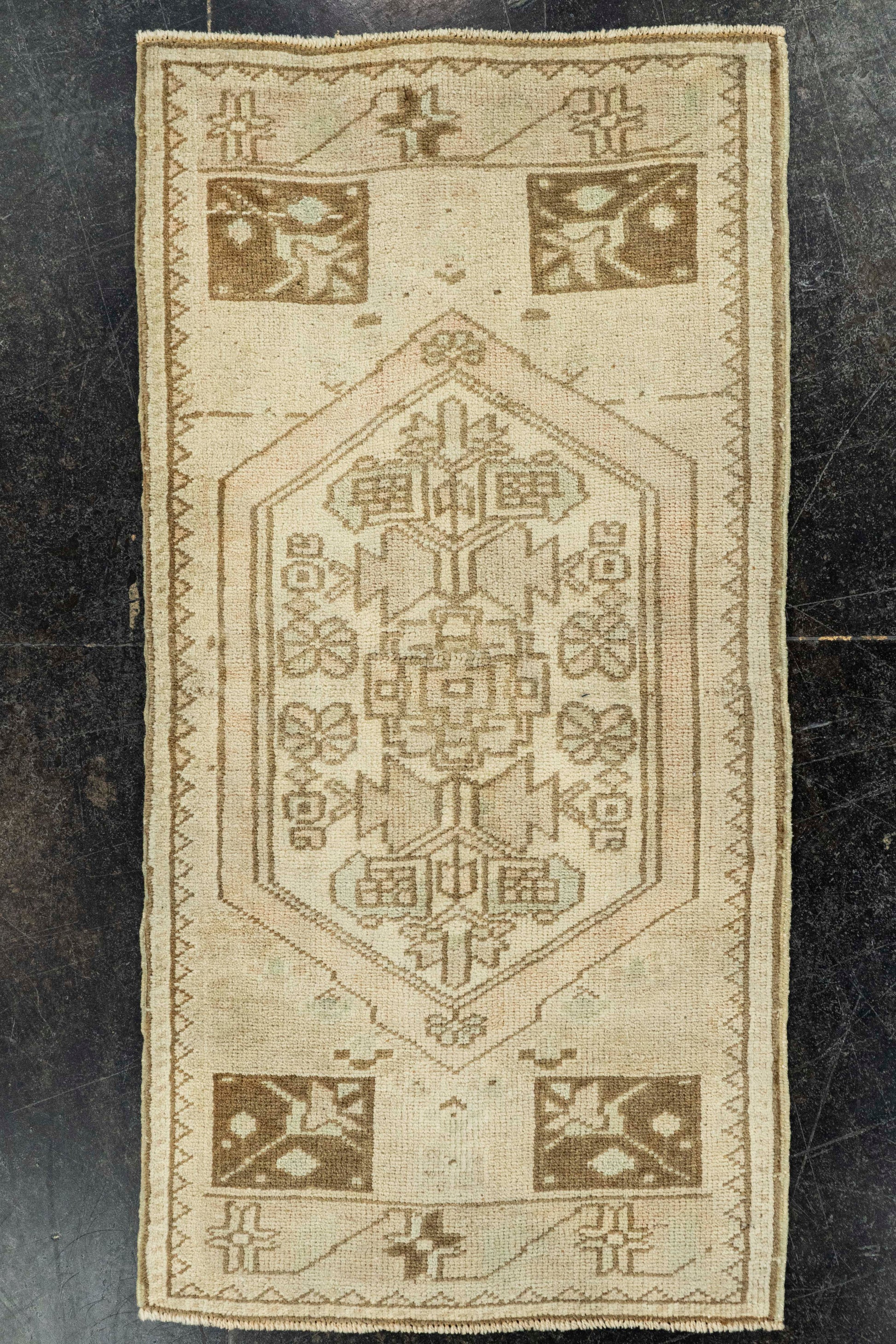 Turkish Mini Rug Oriental Hand Knotted Vintage Rug  1'6" x  3' #22064