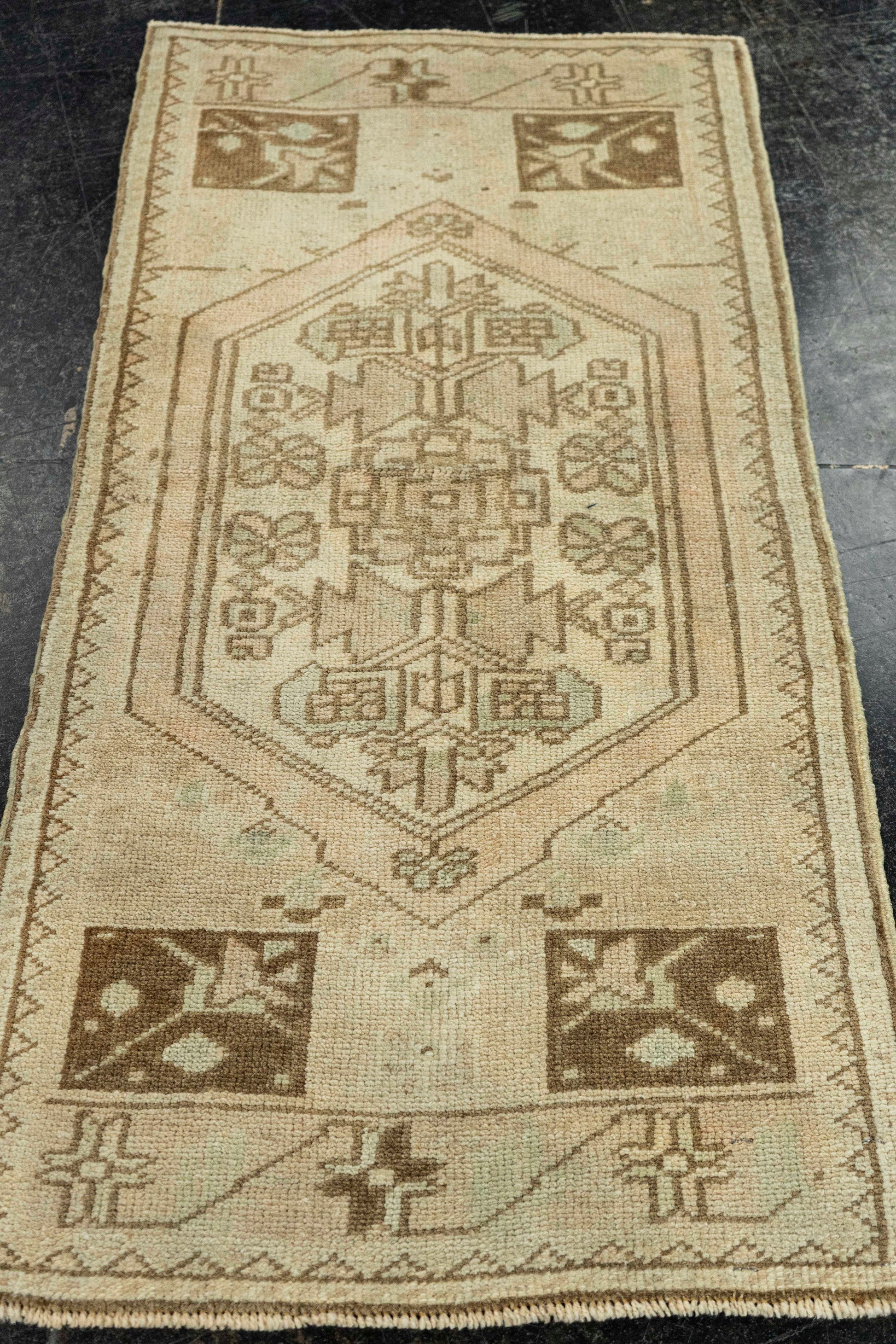 Turkish Mini Rug Oriental Hand Knotted Vintage Rug  1'6" x  3' #22064