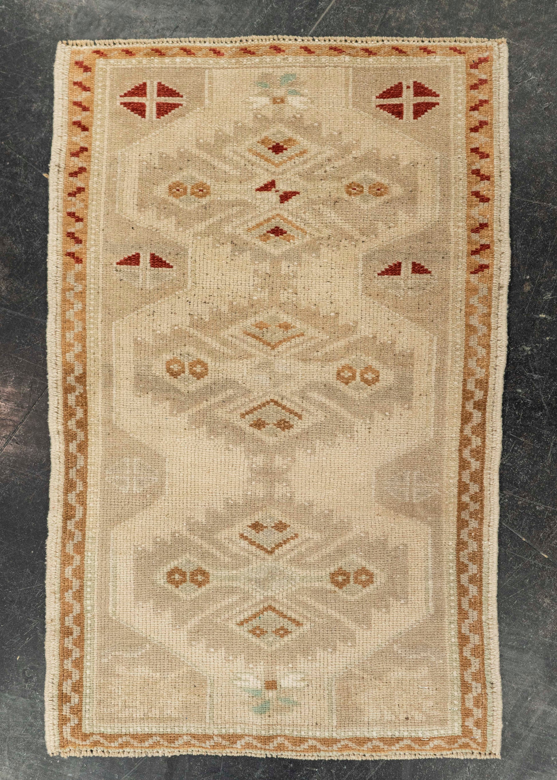 Turkish Mini Rug Oriental Hand Knotted Vintage Rug 1'10" x 2'10" #21045