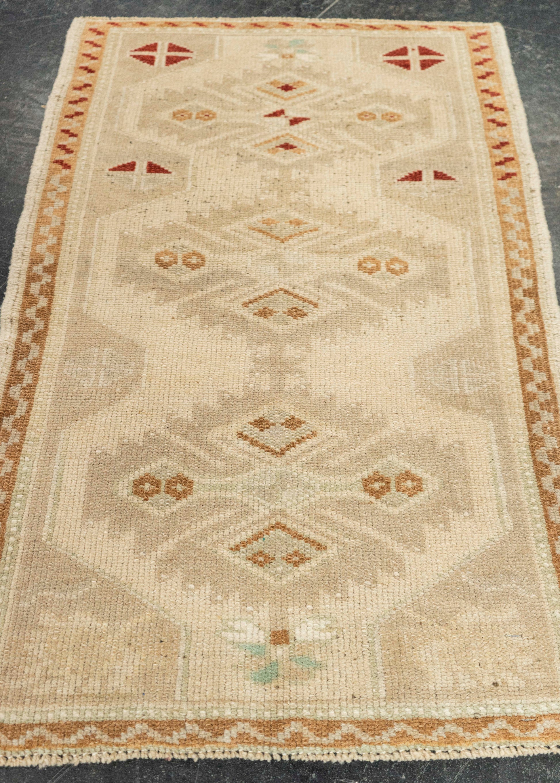 Turkish Mini Rug Oriental Hand Knotted Vintage Rug 1'10" x 2'10" #21045