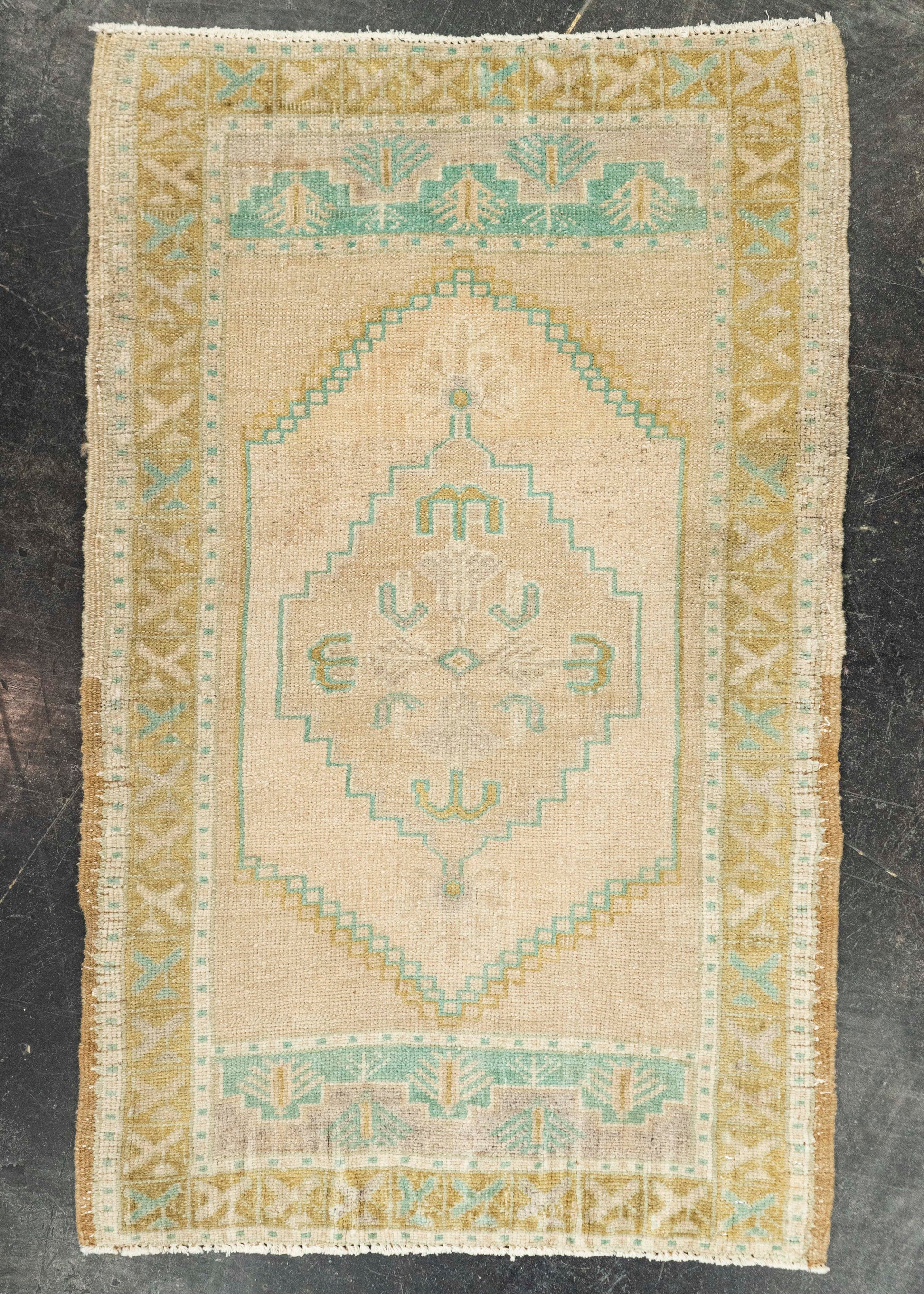 Turkish Mini Rug Oriental Hand Knotted Vintage Rug 2'0" x 3'3" #21056