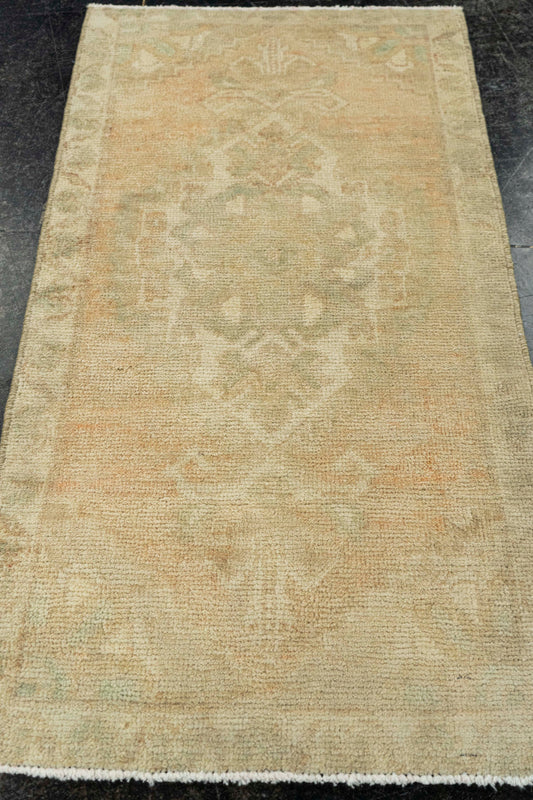 Turkish Mini Rug Oriental Hand Knotted Vintage Rug  1'7" x  3' #22105