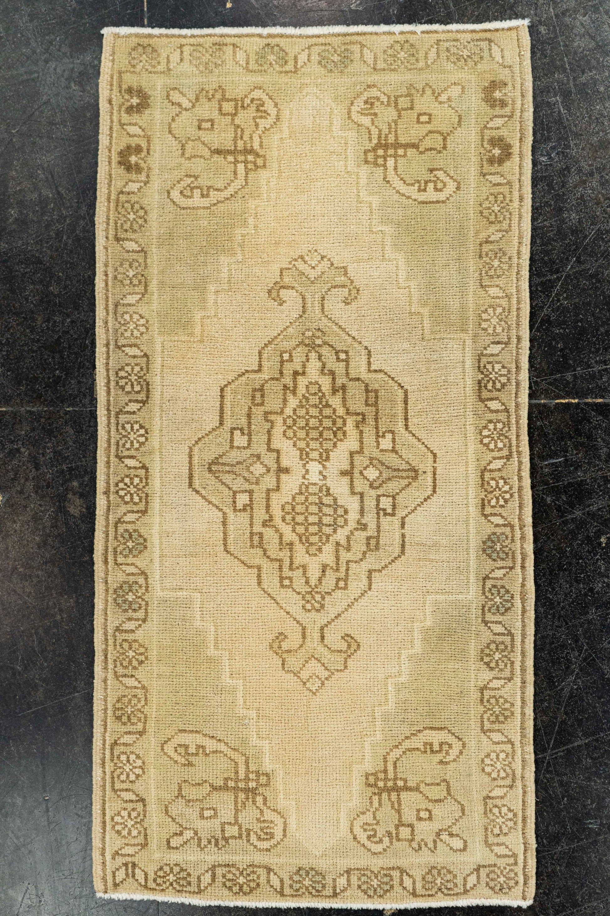 Turkish Mini Rug Oriental Hand Knotted Vintage Rug  1'7" x  3'1" #22063