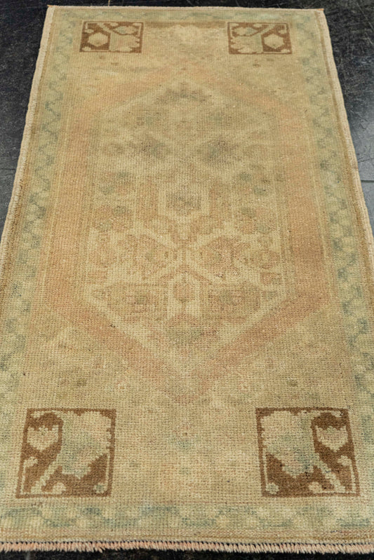 Turkish Mini Rug Oriental Hand Knotted Vintage Rug  1'7" x  2'10" #22095