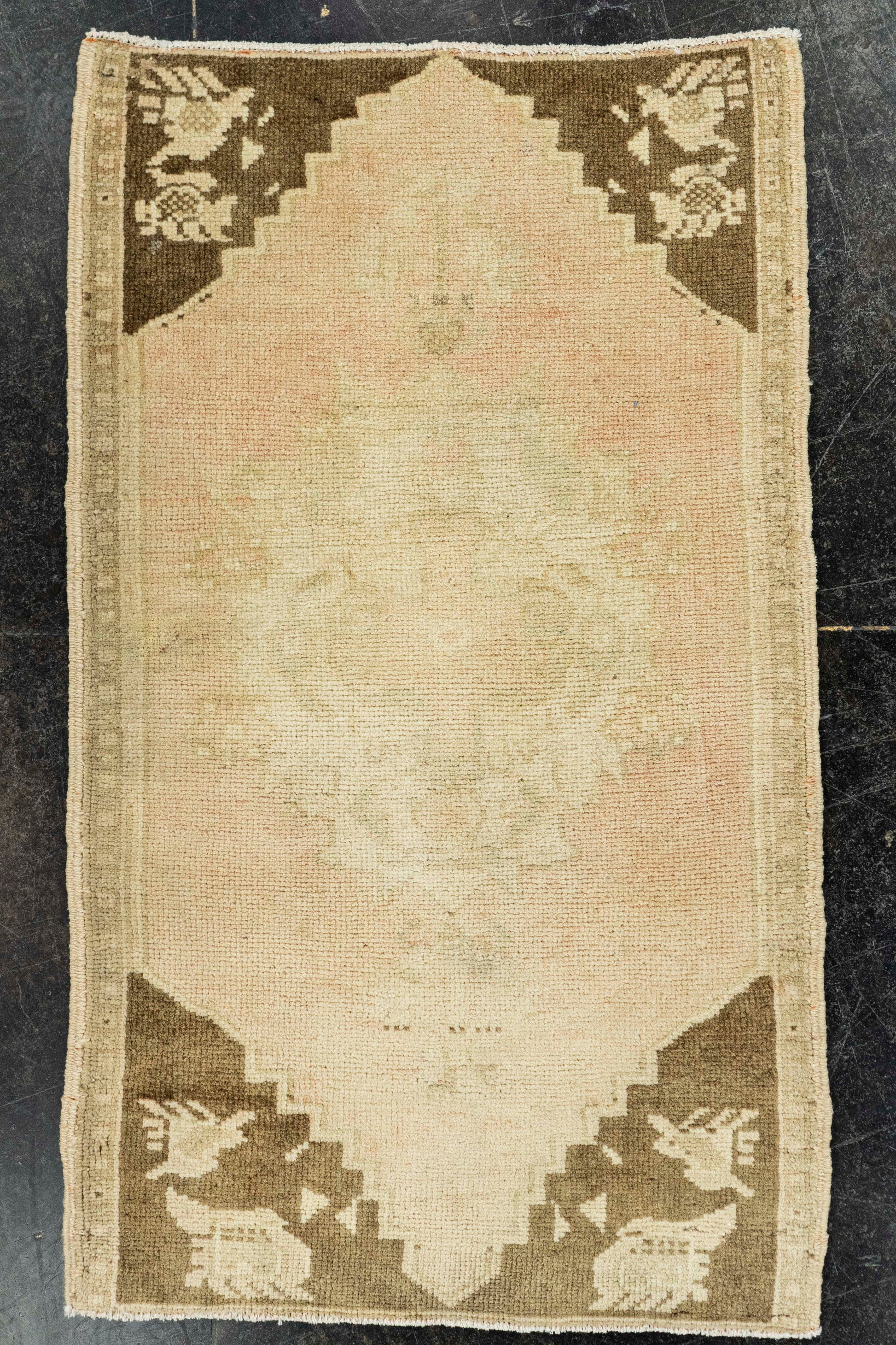 Turkish Mini Rug Oriental Hand Knotted Vintage Rug  1'9" x  3' #22069