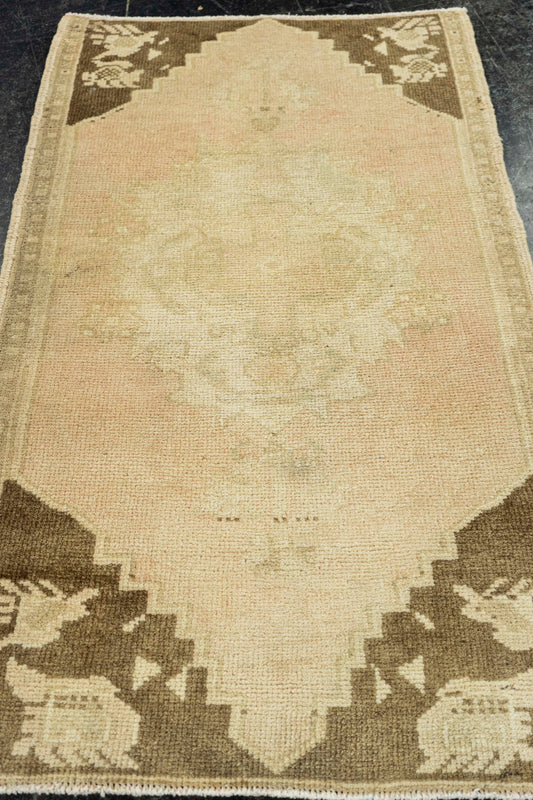 Turkish Mini Rug Oriental Hand Knotted Vintage Rug  1'9" x  3' #22069