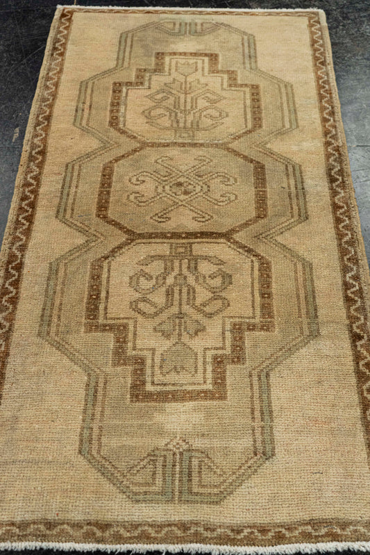 Turkish Mini Rug Oriental Hand Knotted Vintage Rug  1'8" x  3'2" #22129