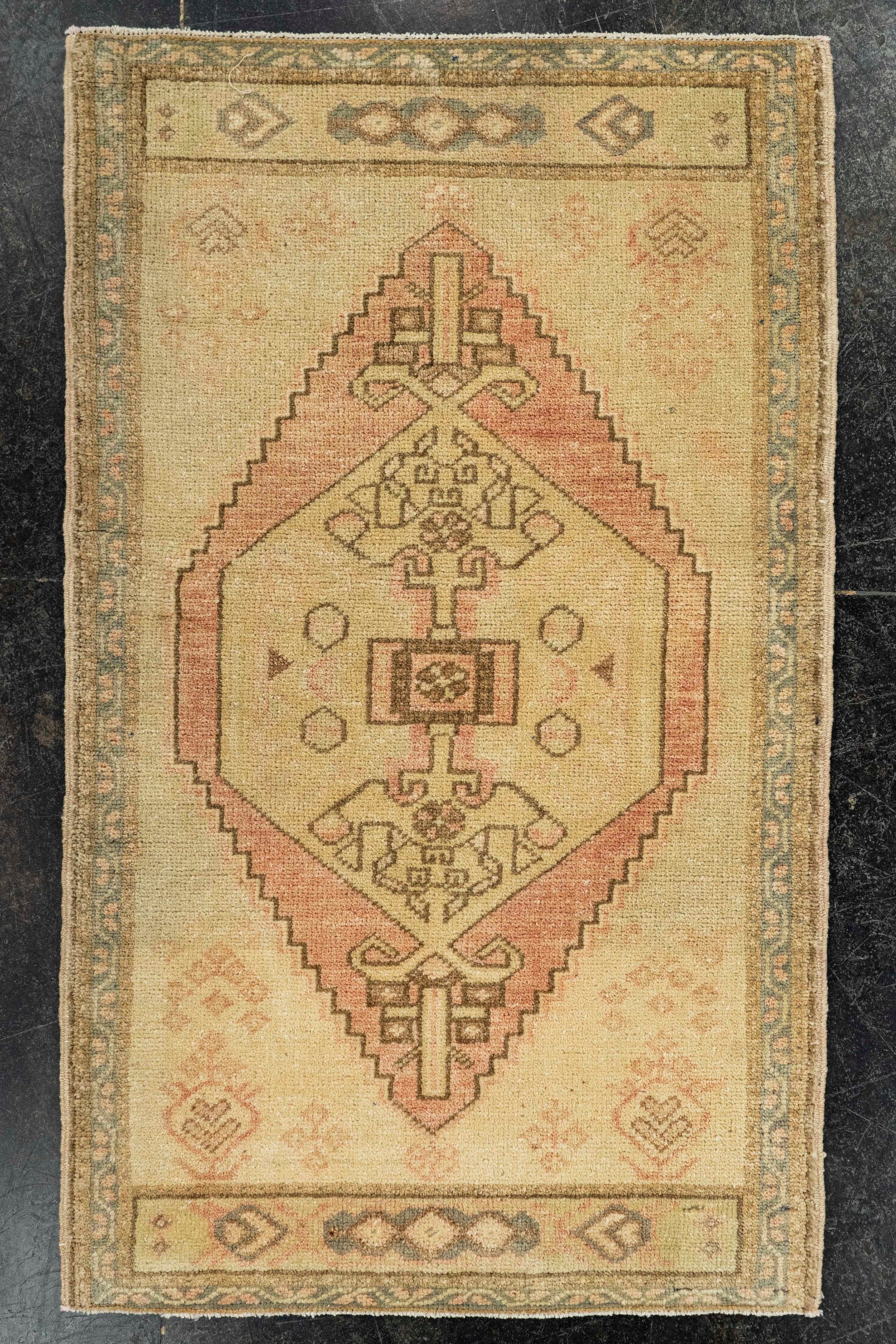 Turkish Mini Rug Oriental Hand Knotted Vintage Rug  1'10" x  3' #22018