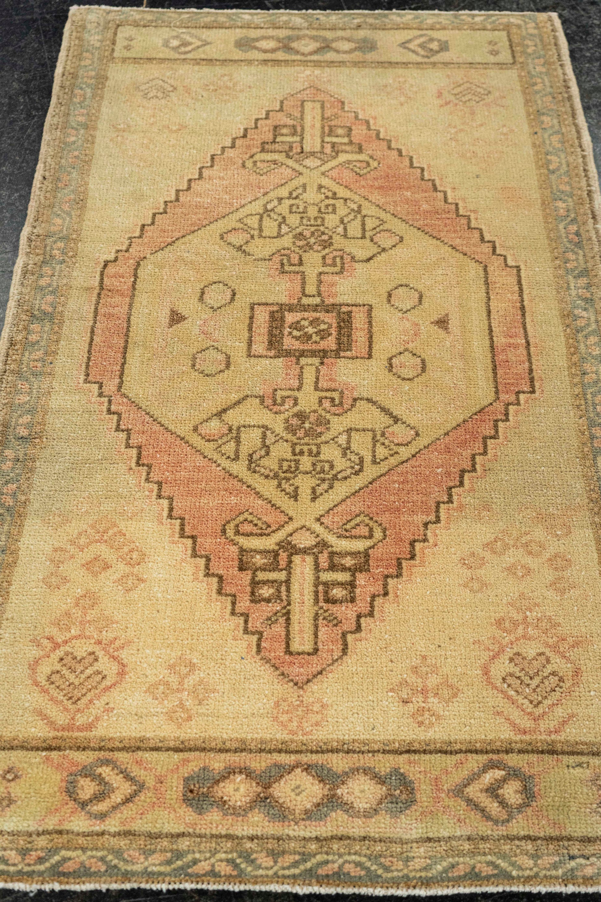 Turkish Mini Rug Oriental Hand Knotted Vintage Rug  1'10" x  3' #22018