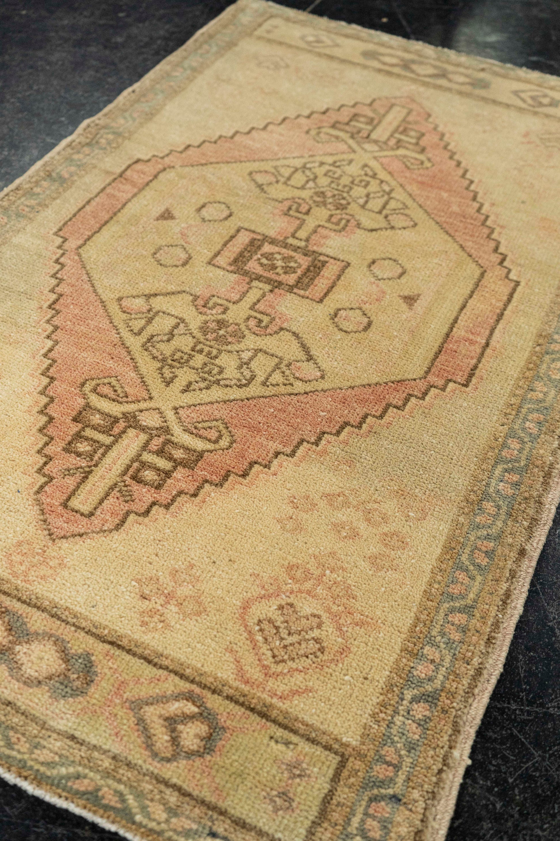Turkish Mini Rug Oriental Hand Knotted Vintage Rug  1'10" x  3' #22018