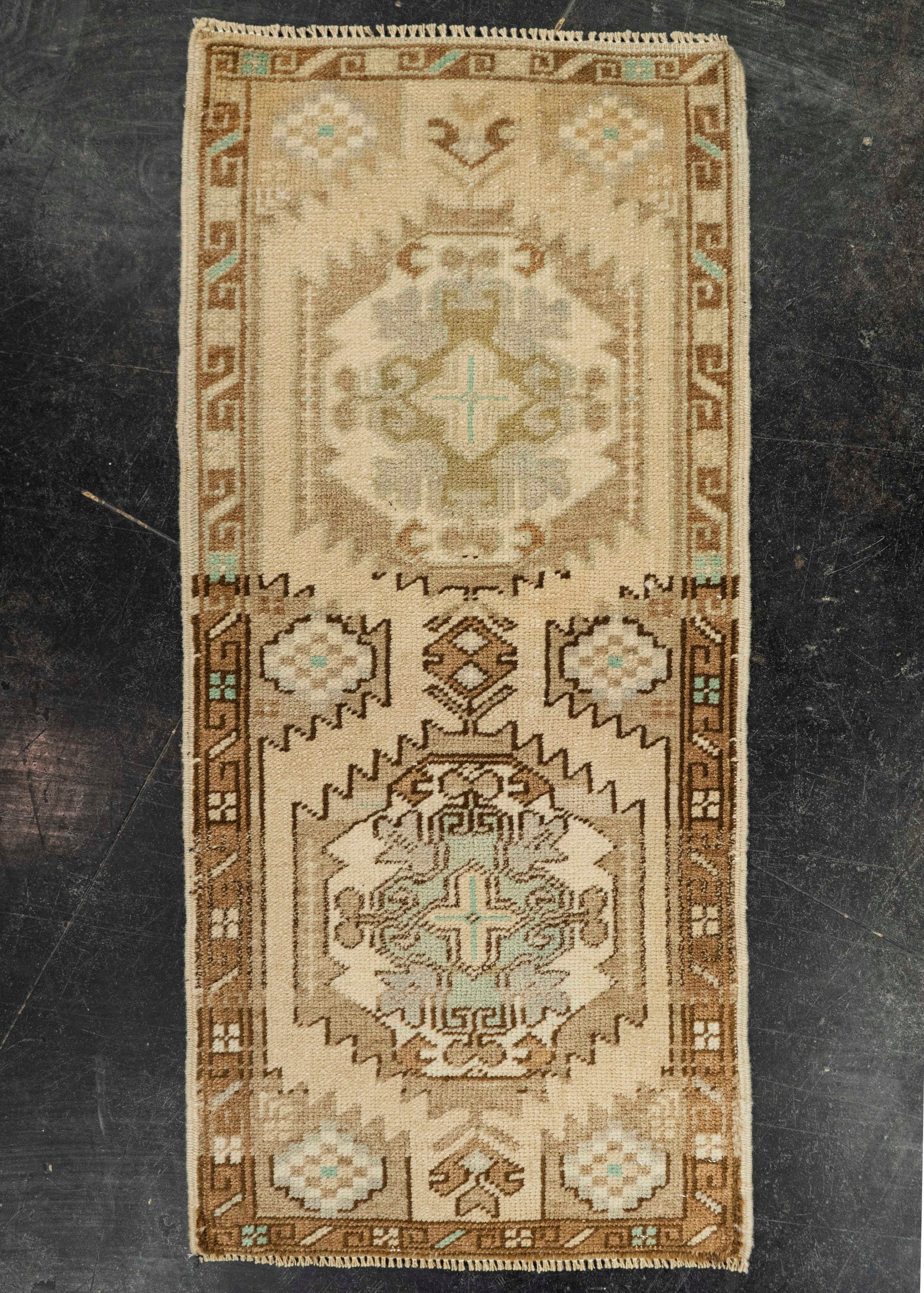 Turkish Mini Rug Oriental Hand Knotted Vintage Rug 1'7" x 3'4" #21256