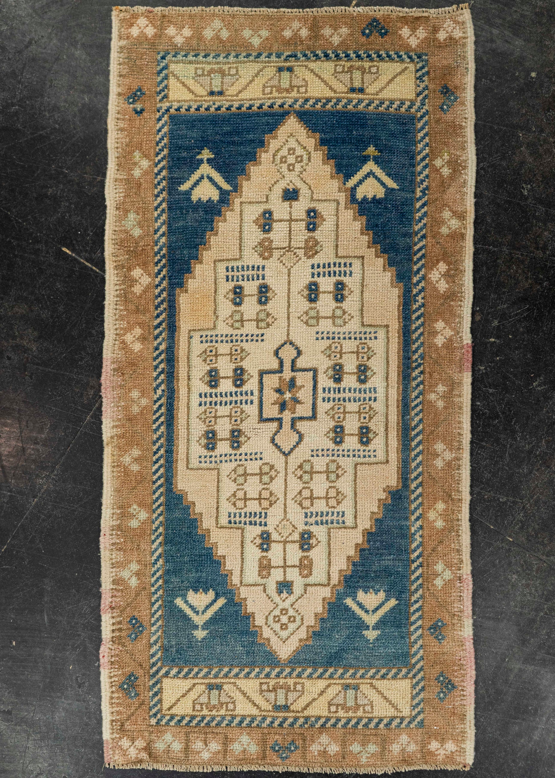 Turkish Mini Rug Oriental Hand Knotted Vintage Rug 1'9" x 3'6" #21263