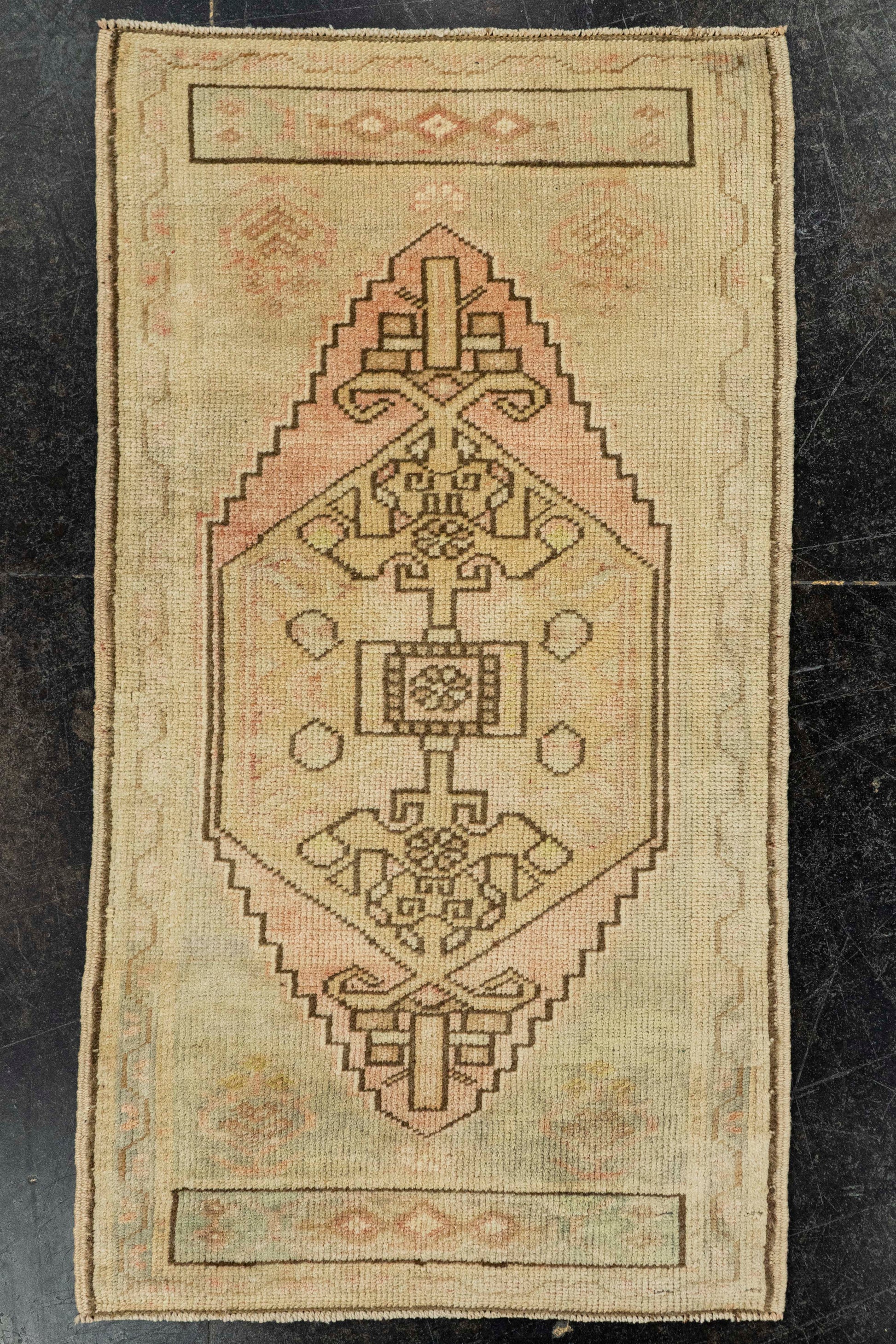 Turkish Mini Rug Oriental Hand Knotted Vintage Rug  1'8" x  3' #22113