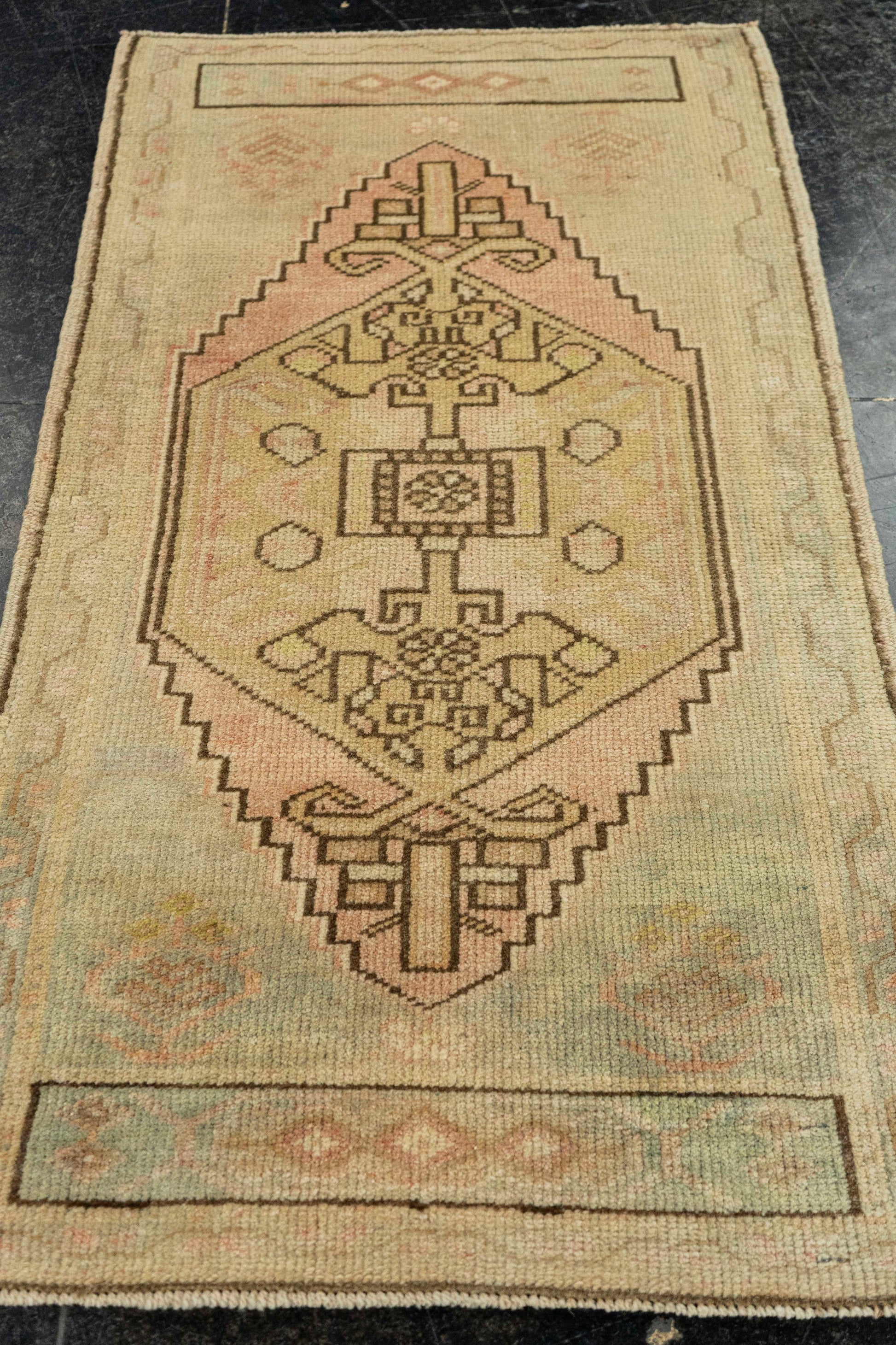 Turkish Mini Rug Oriental Hand Knotted Vintage Rug  1'8" x  3' #22113