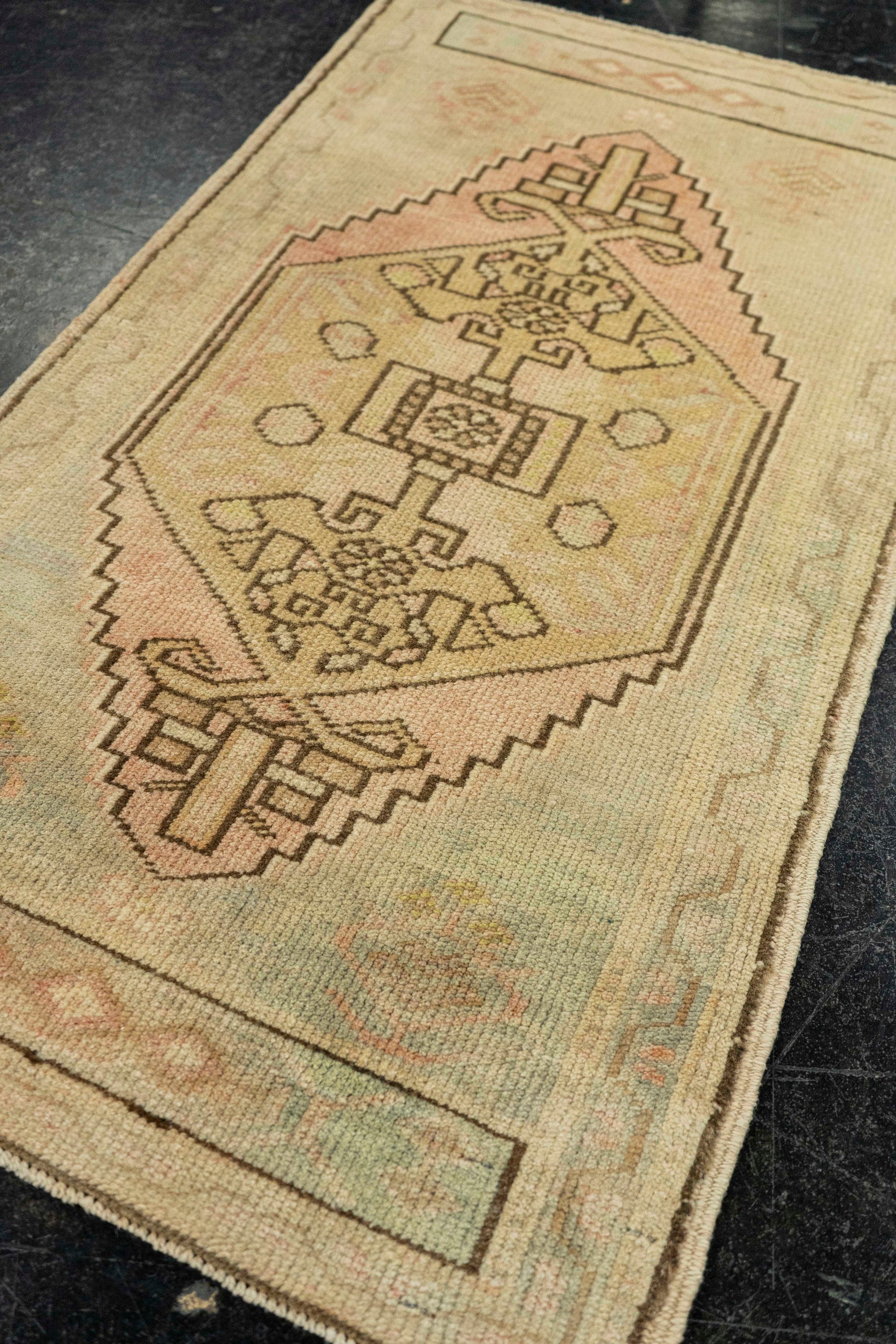Turkish Mini Rug Oriental Hand Knotted Vintage Rug  1'8" x  3' #22113