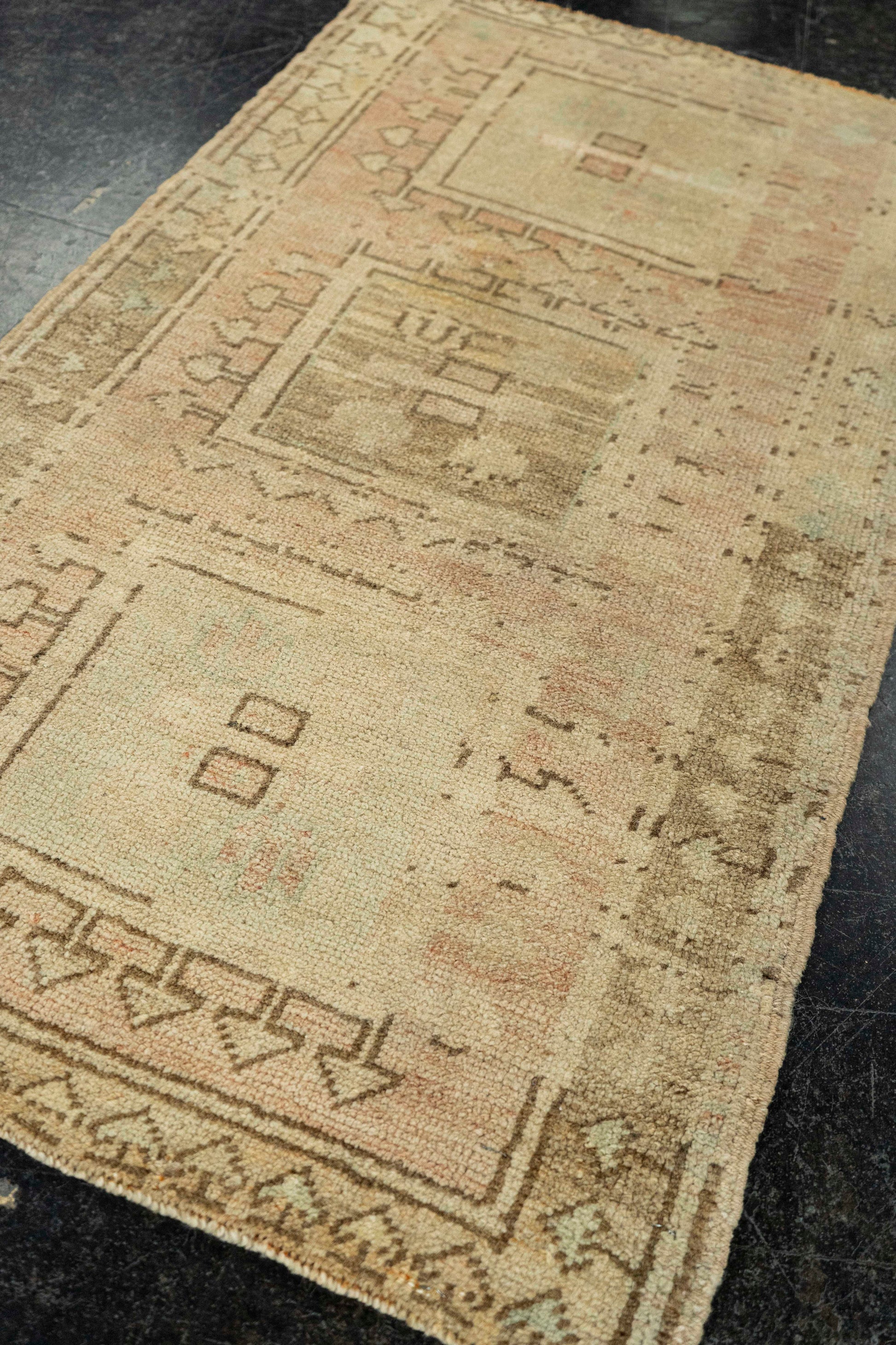 Turkish Mini Rug Oriental Hand Knotted Vintage Rug  1'9" x  3'1" #22044