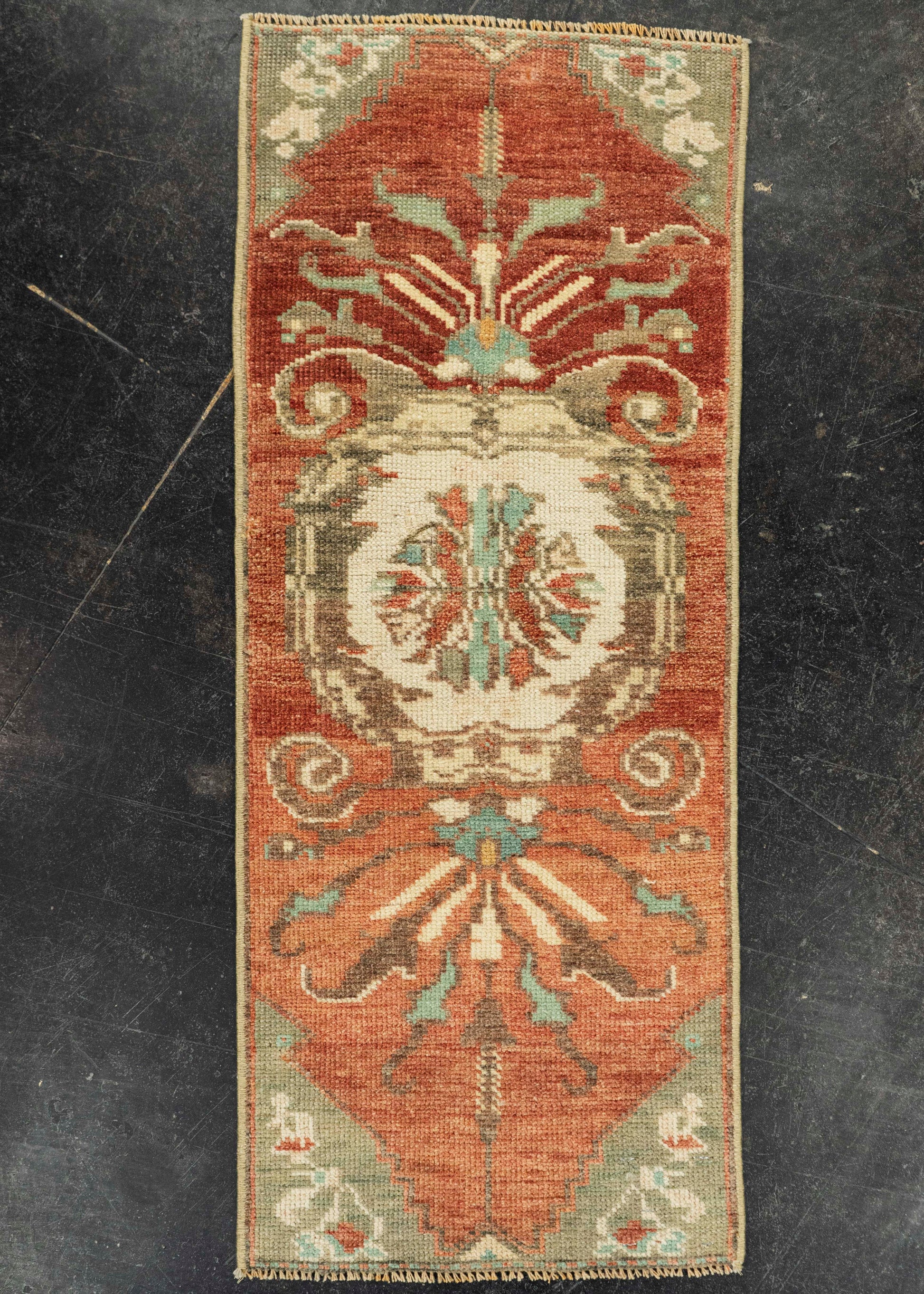 Turkish Mini Rug Oriental Hand Knotted Vintage Rug 1'3" x 3' #21238