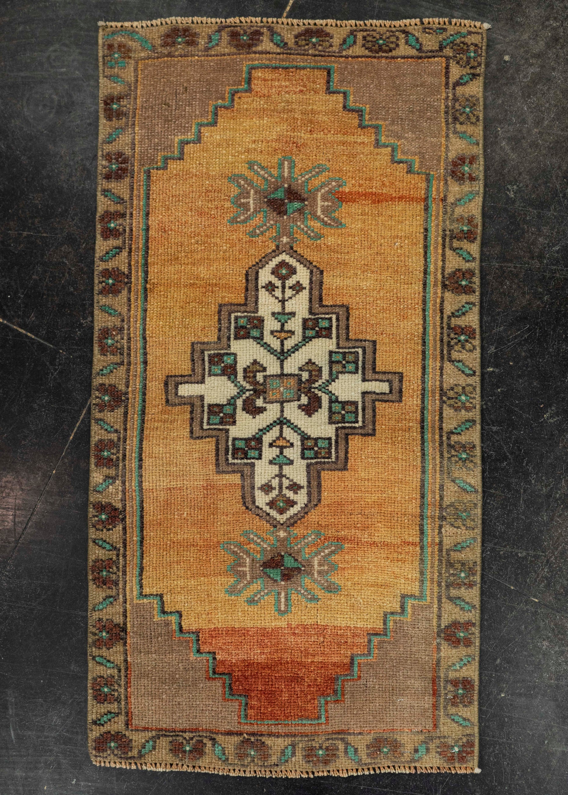 Turkish Mini Rug Oriental Hand Knotted Vintage Rug 1'7" x 3' #21220
